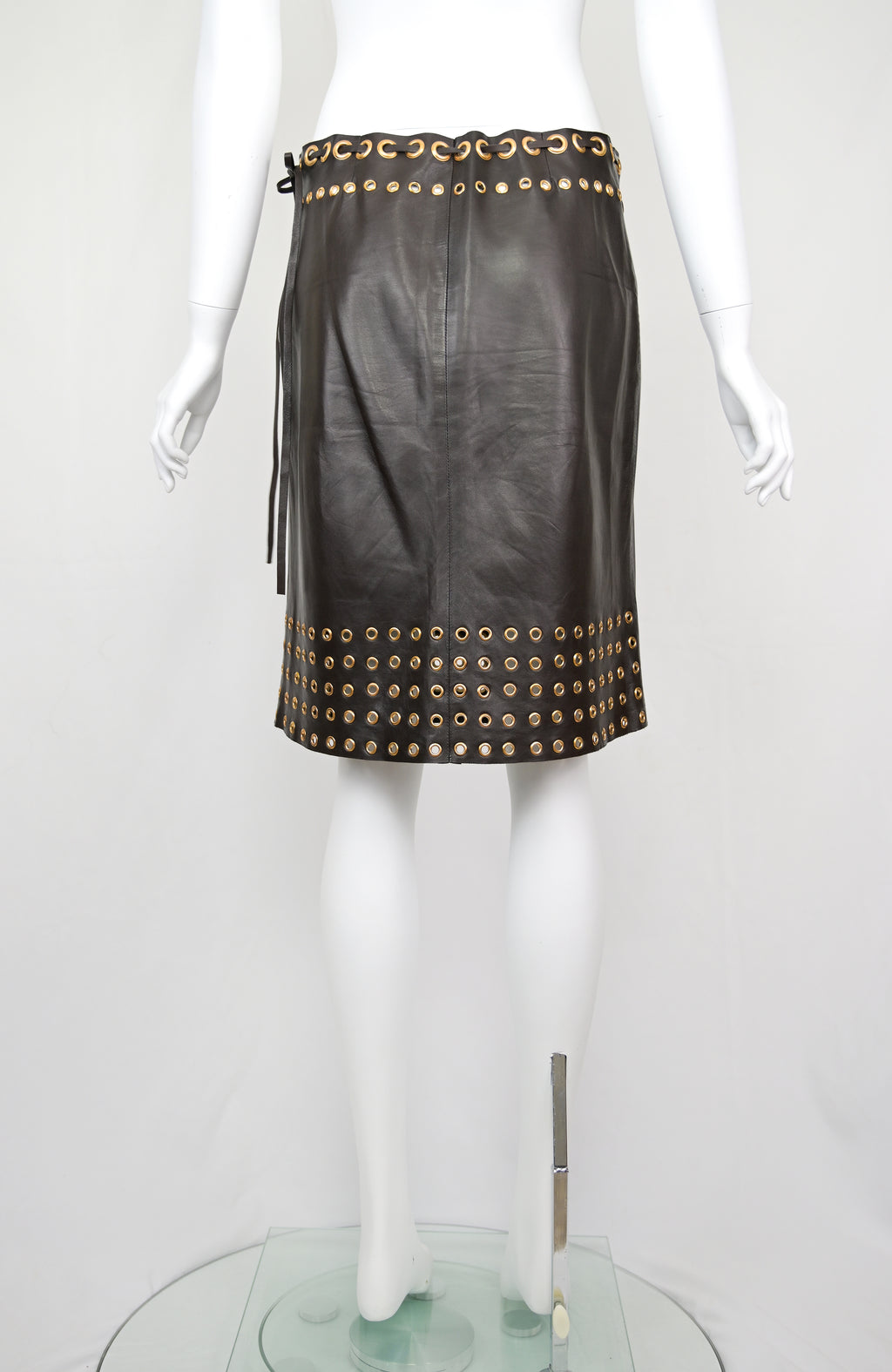Prada FW 2005 Leather Skirt with Grommets