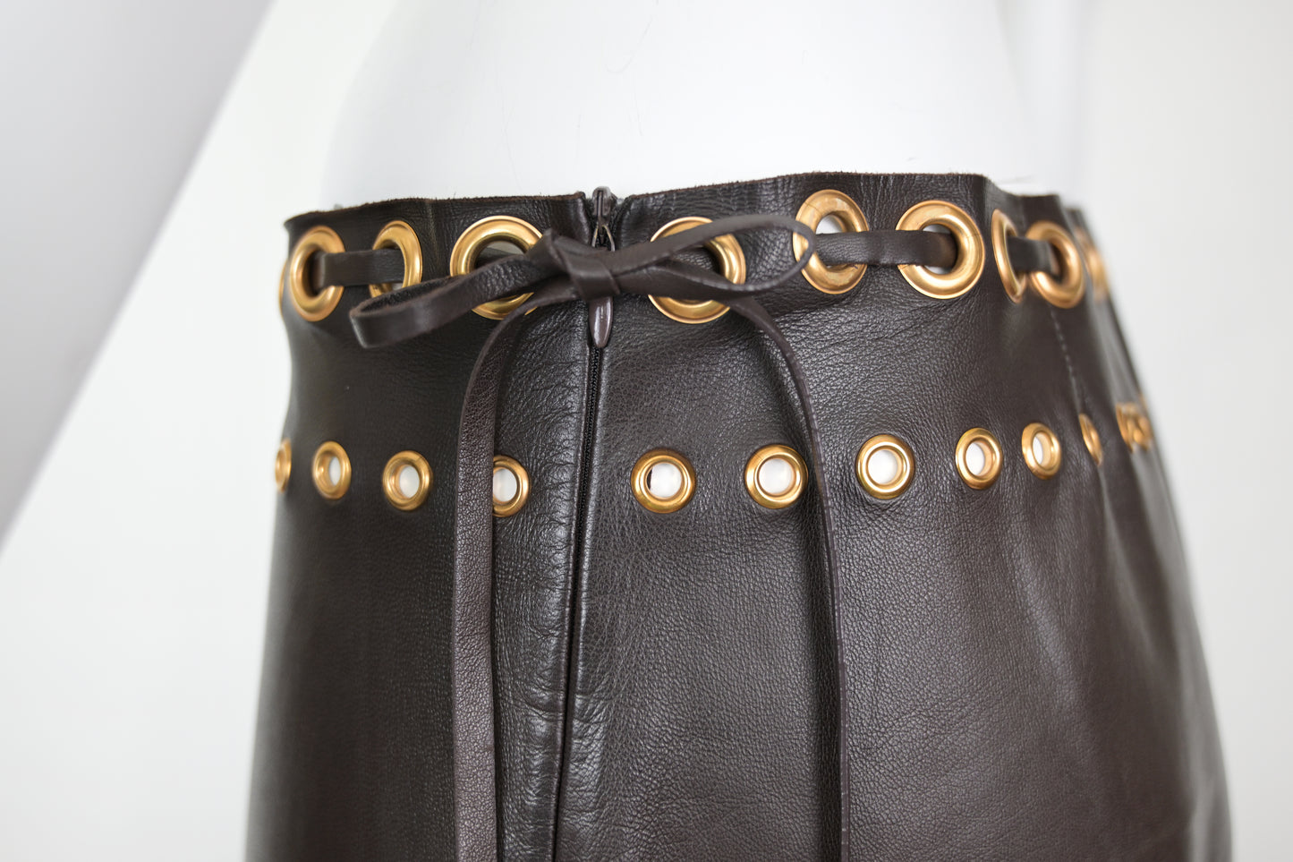 Prada FW 2005 Leather Skirt with Grommets