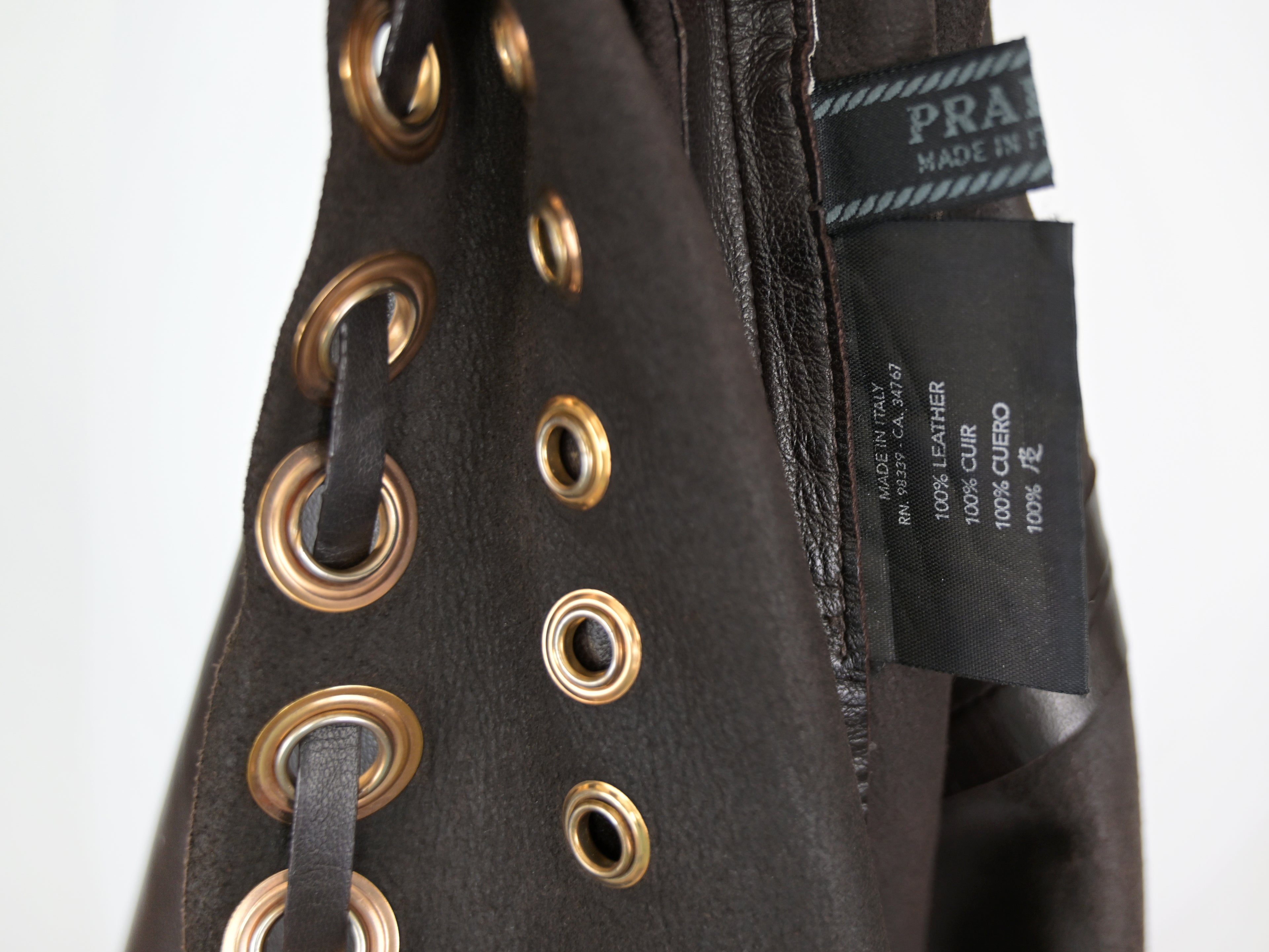 Prada FW 2005 Leather Skirt with Grommets
