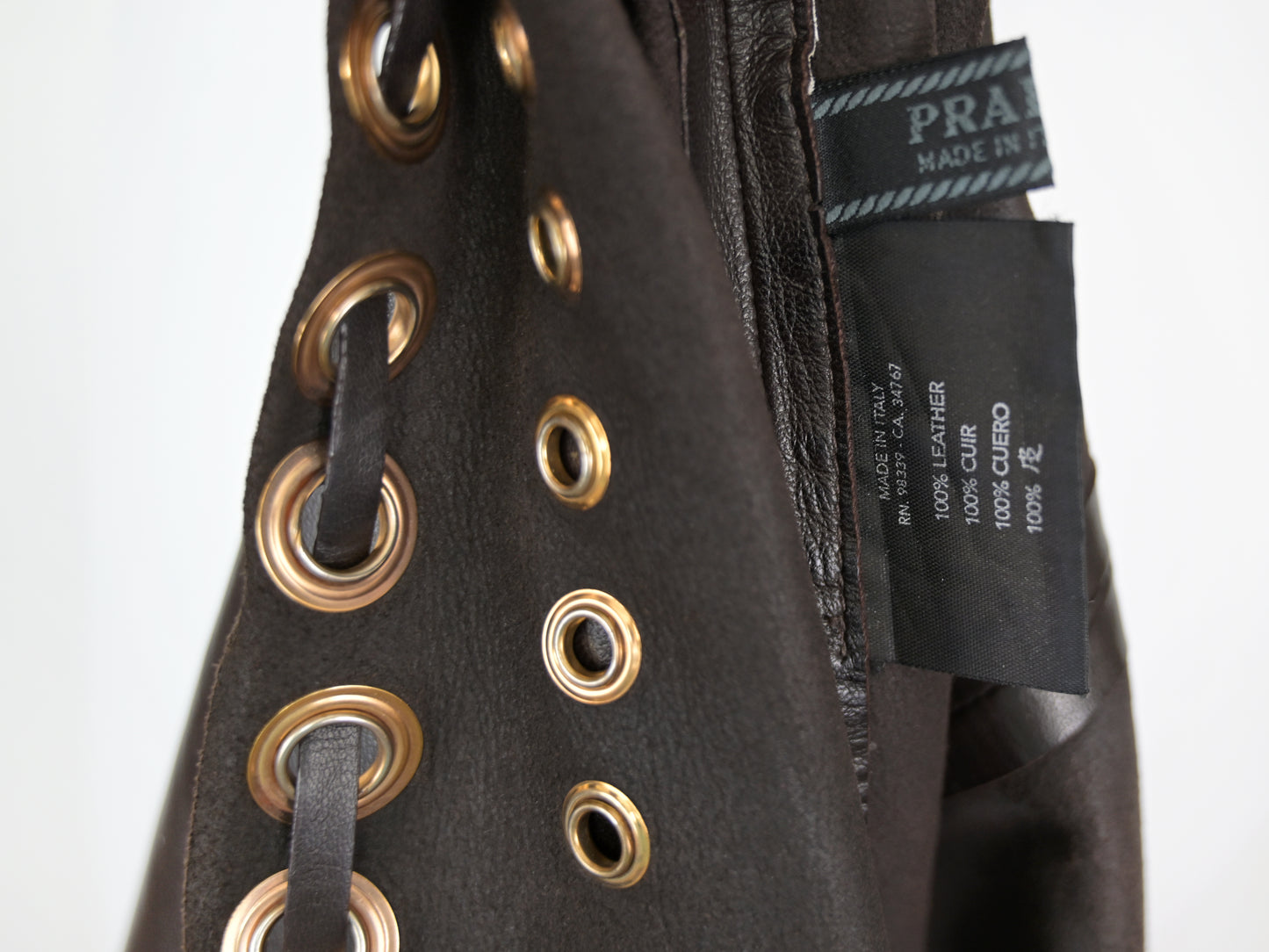 Prada FW 2005 Leather Skirt with Grommets