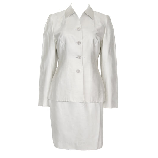 Prada SS 1995 Silver Silk Skirt Suit