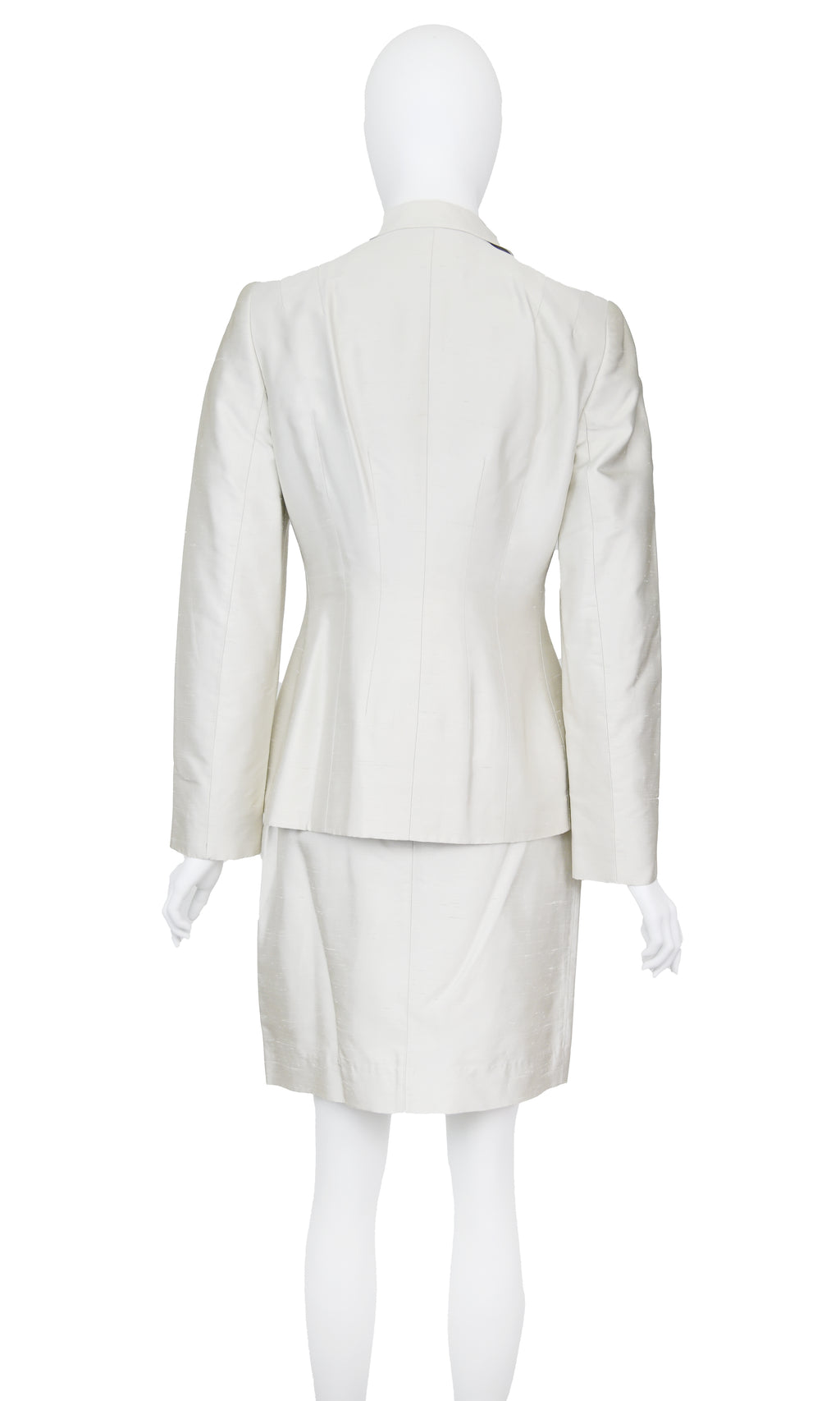 Prada SS 1995 Silver Silk Skirt Suit