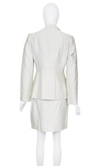 Prada SS 1995 Silver Silk Skirt Suit