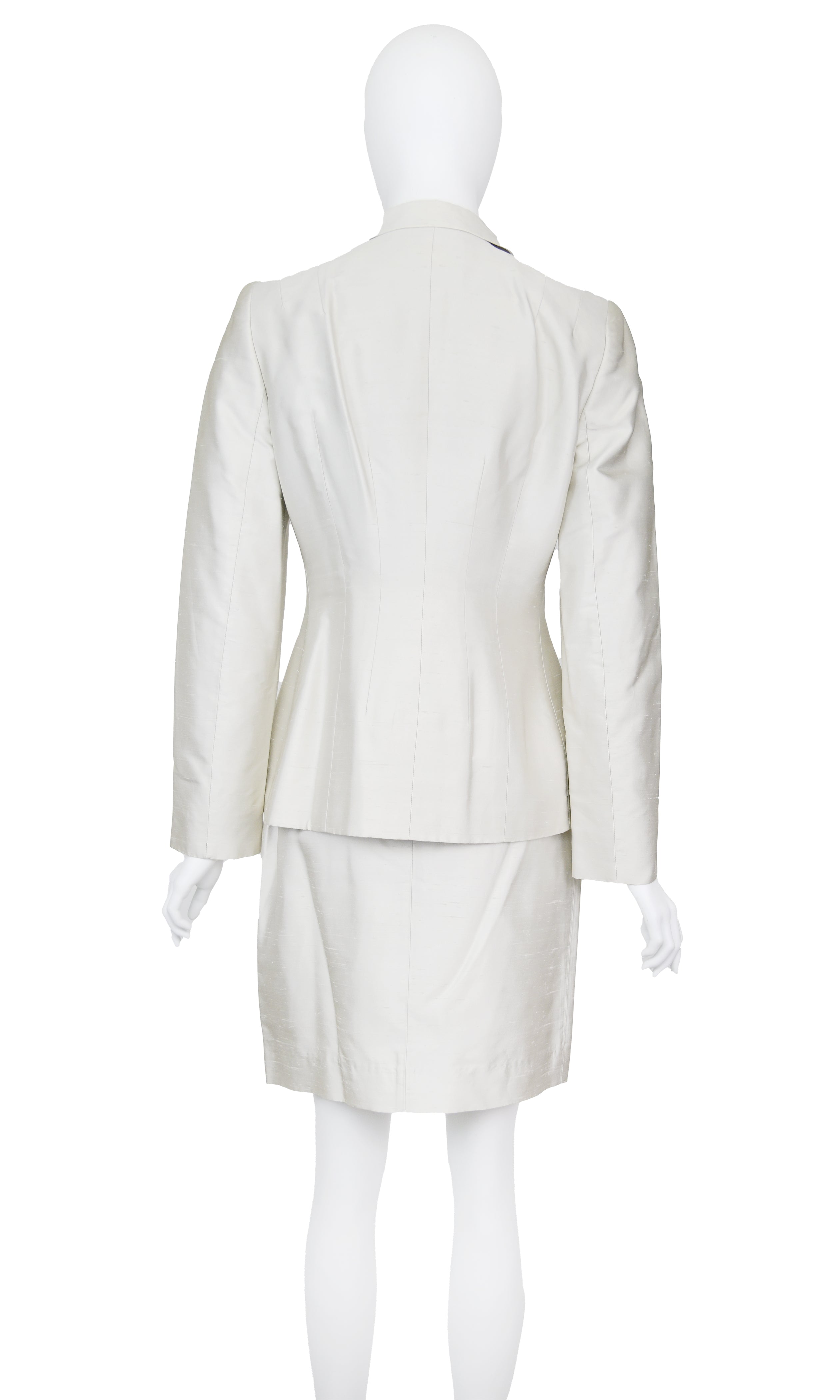 Prada SS 1995 Silver Silk Skirt Suit