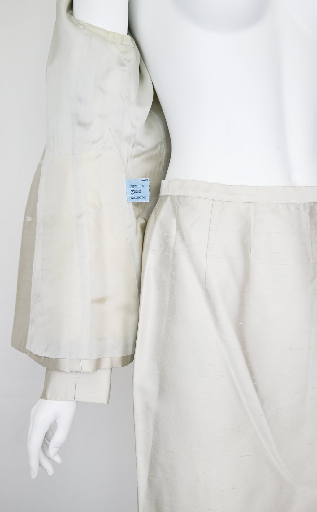 Prada SS 1995 Silver Silk Skirt Suit