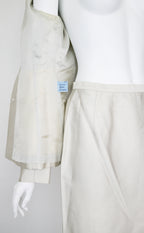 Prada SS 1995 Silver Silk Skirt Suit