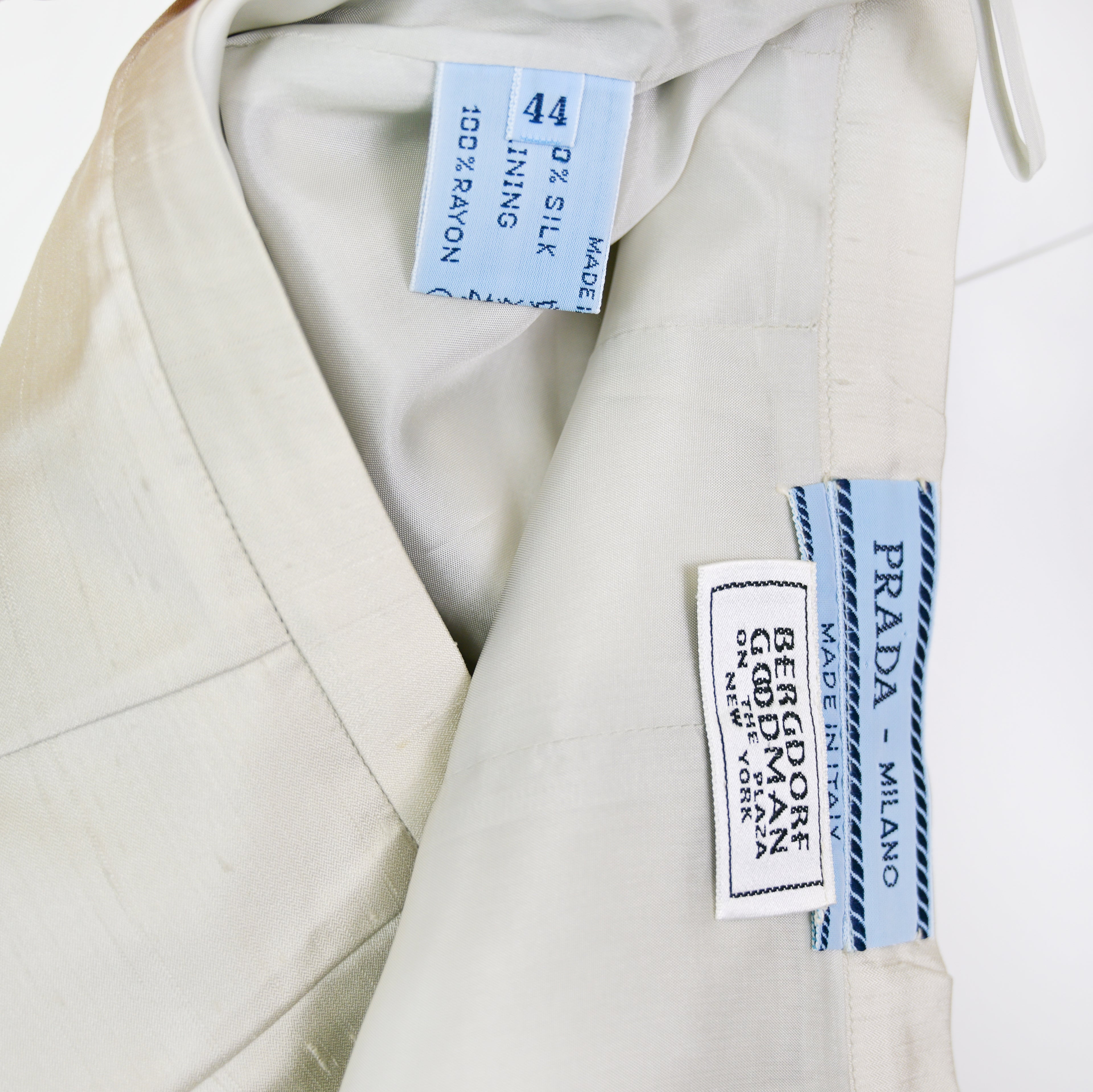 Prada SS 1995 Silver Silk Skirt Suit