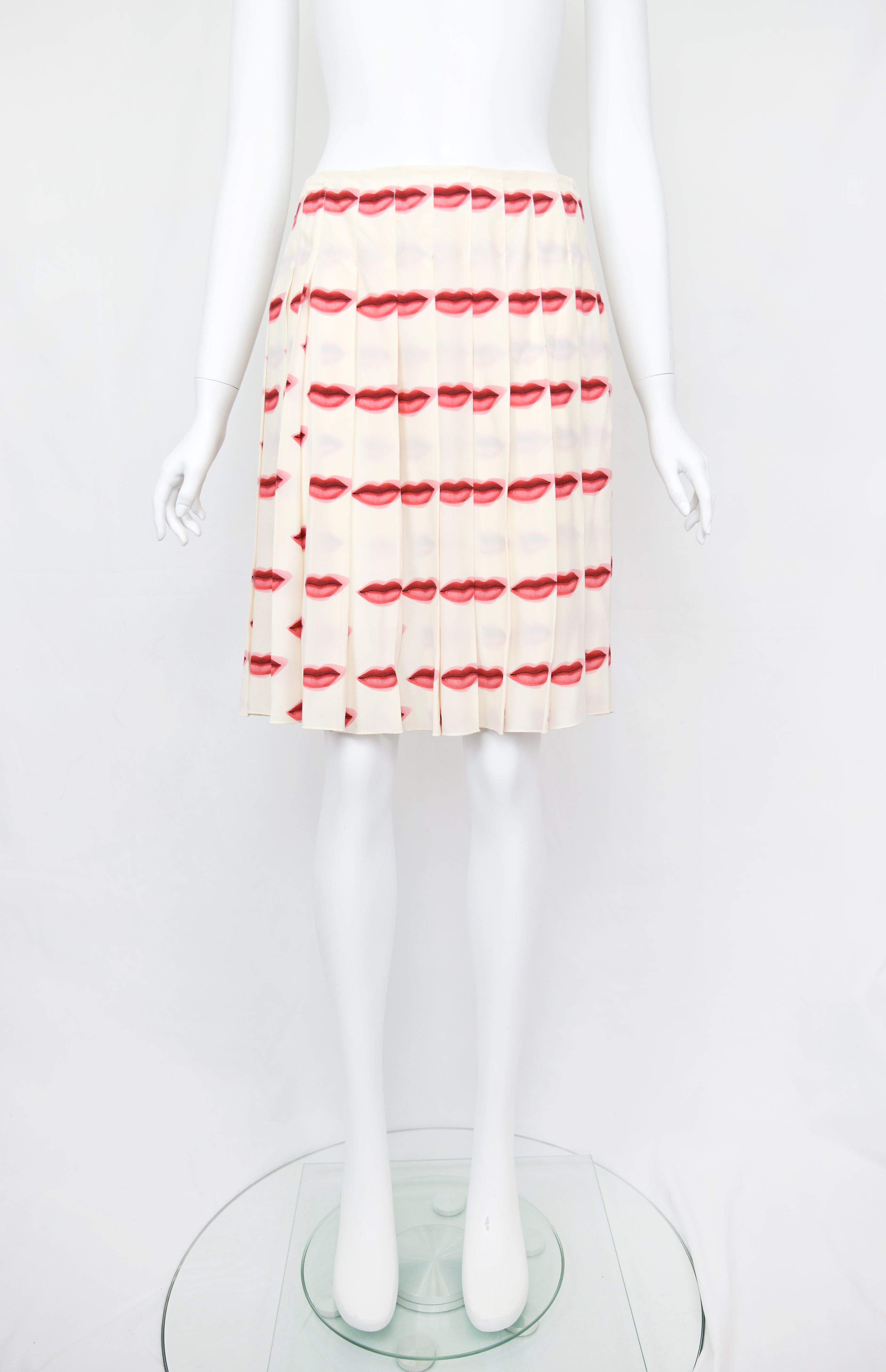 Prada SS 2000 Kiss Print Silk Skirt