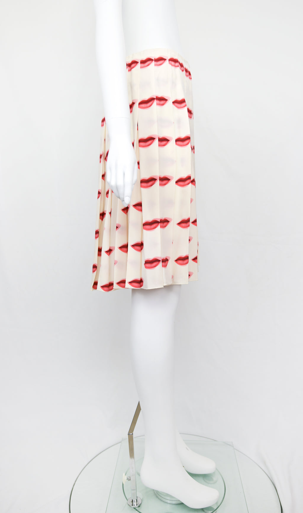 Prada SS 2000 Kiss Print Silk Skirt