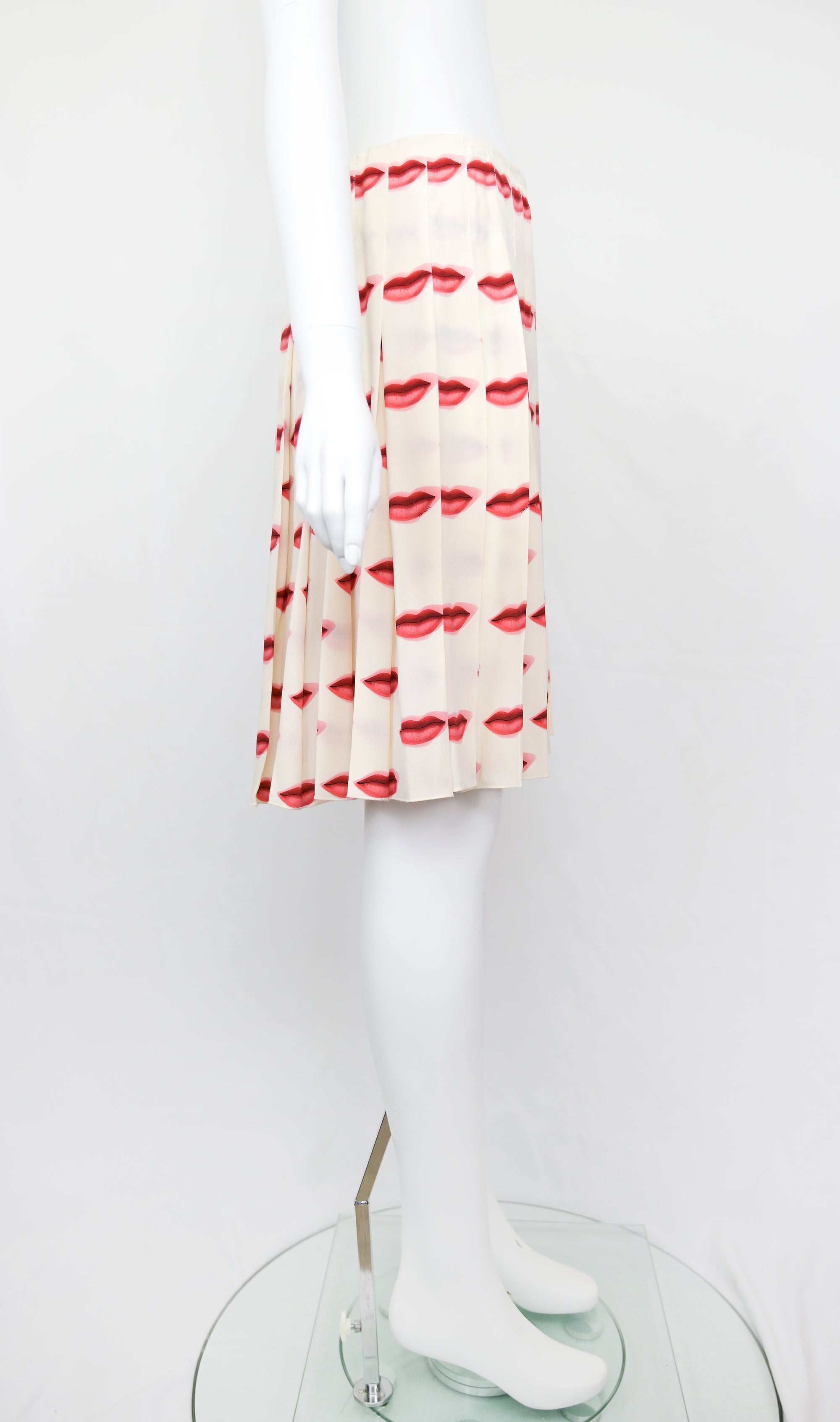 Prada SS 2000 Kiss Print Silk Skirt