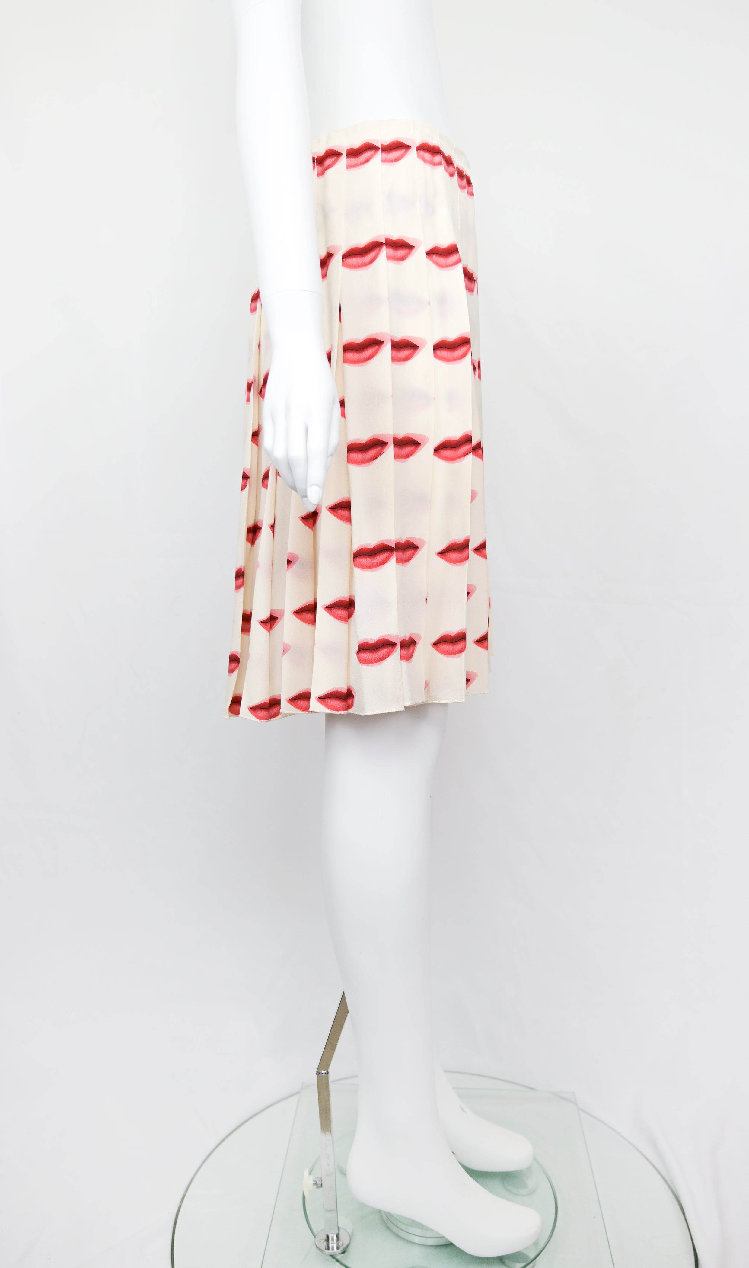 Prada SS 2000 Kiss Print Silk Skirt