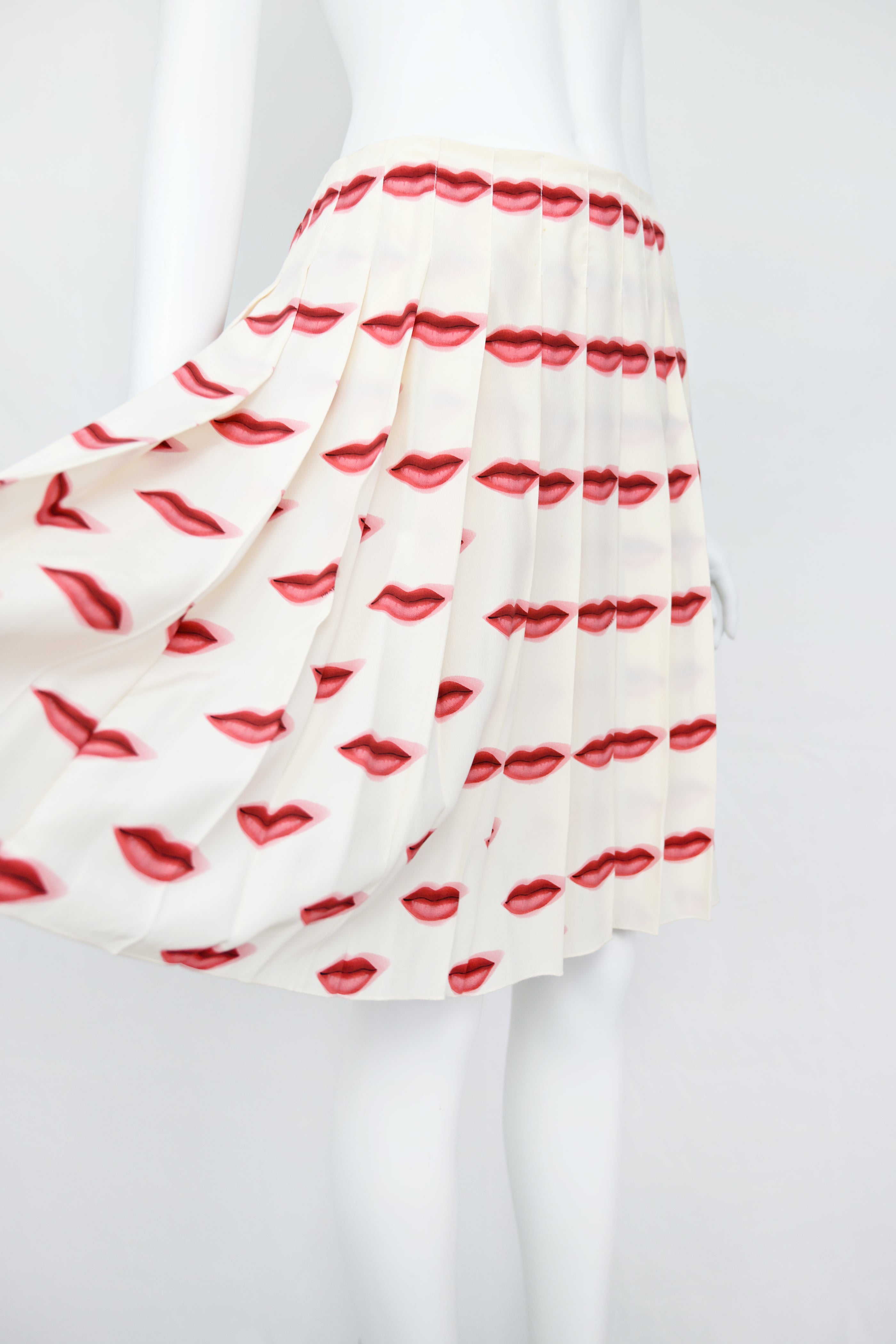 Prada SS 2000 Kiss Print Silk Skirt