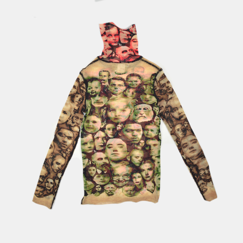 JEAN PAUL GAULTIER 1990s Face Collage MESH TOP