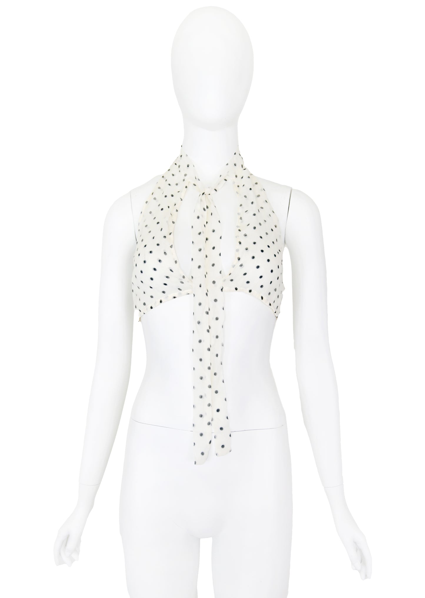 Prada SS 2000 Chiffon Silk Polka Dot Halter Top
