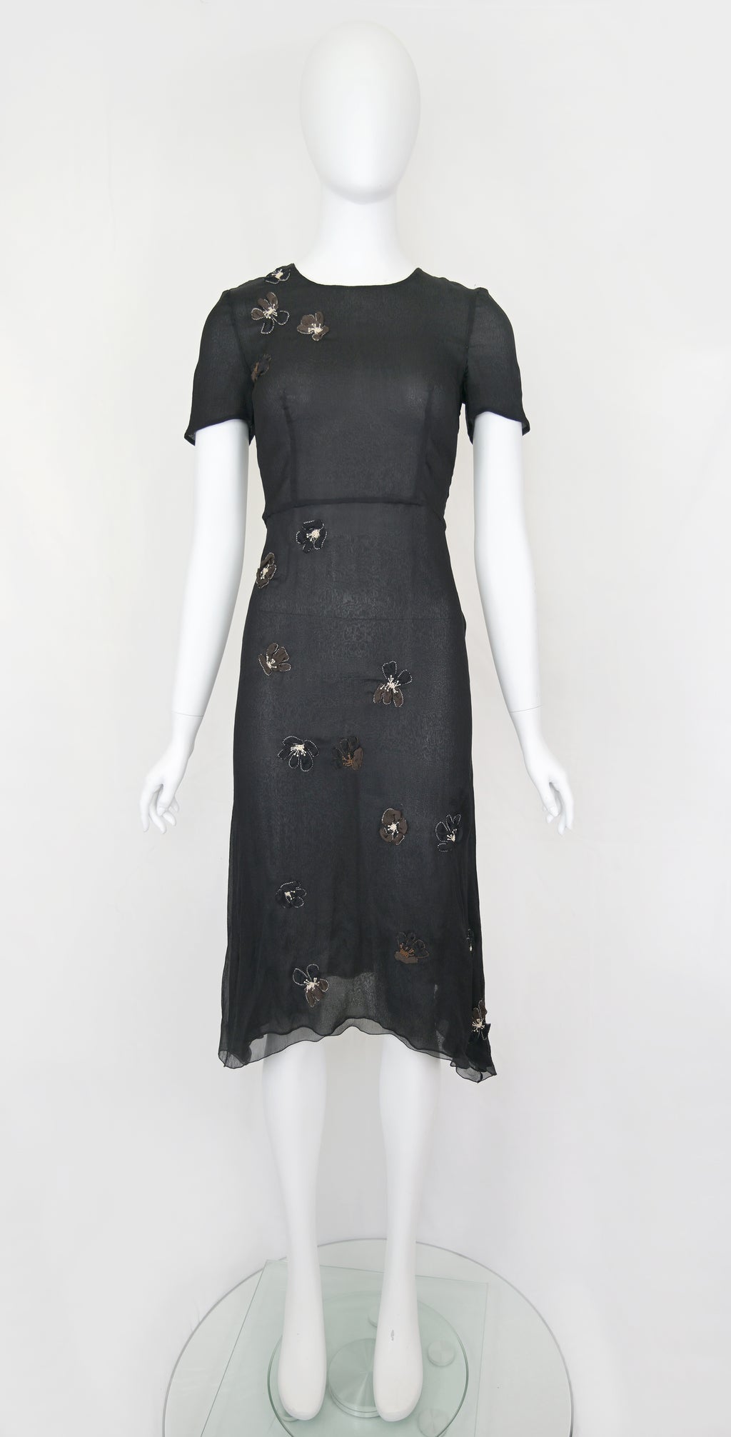 Prada FW 2000 Chiffon Silk Flower Dress