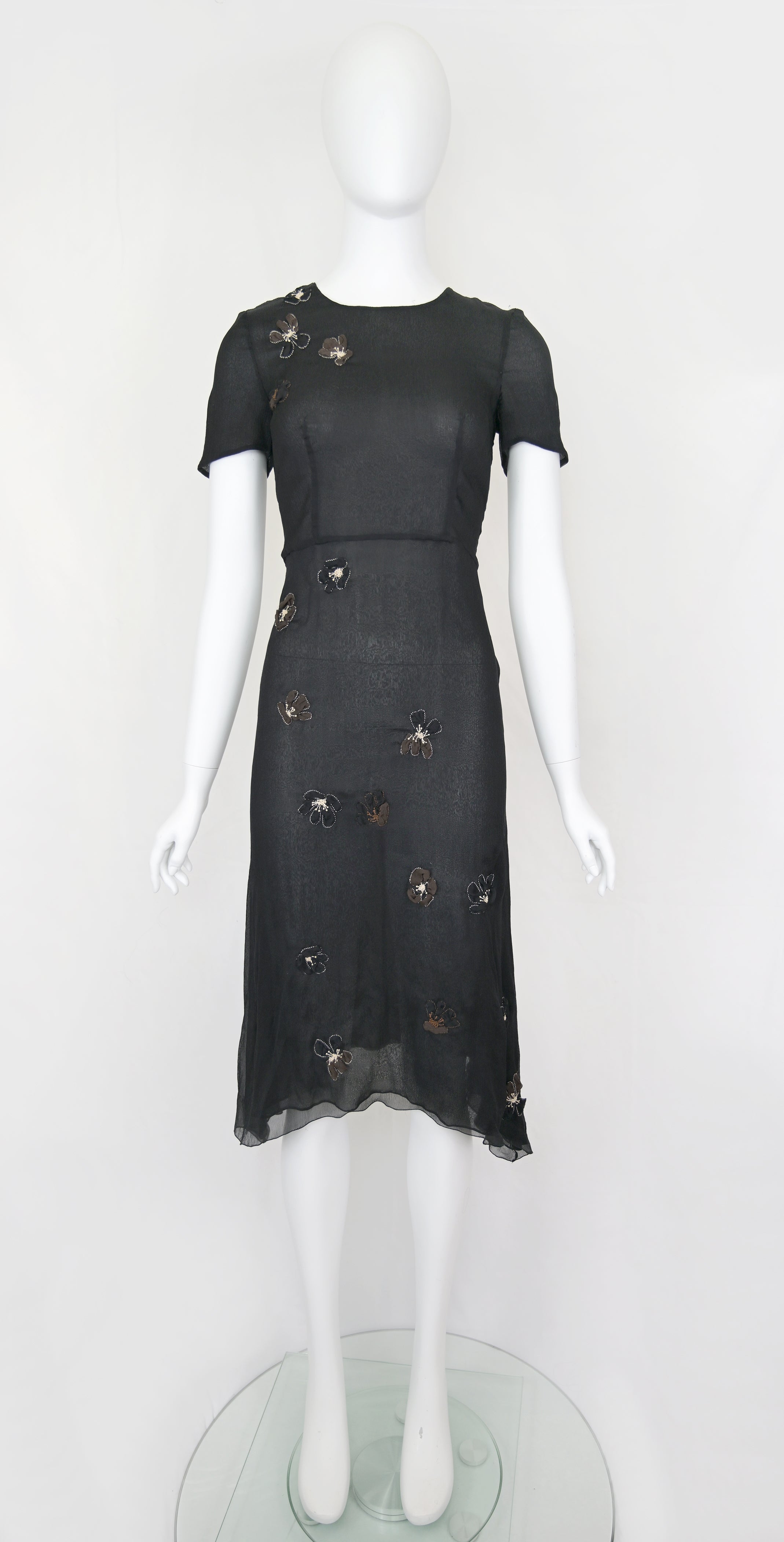 Prada FW 2000 Chiffon Silk Flower Dress