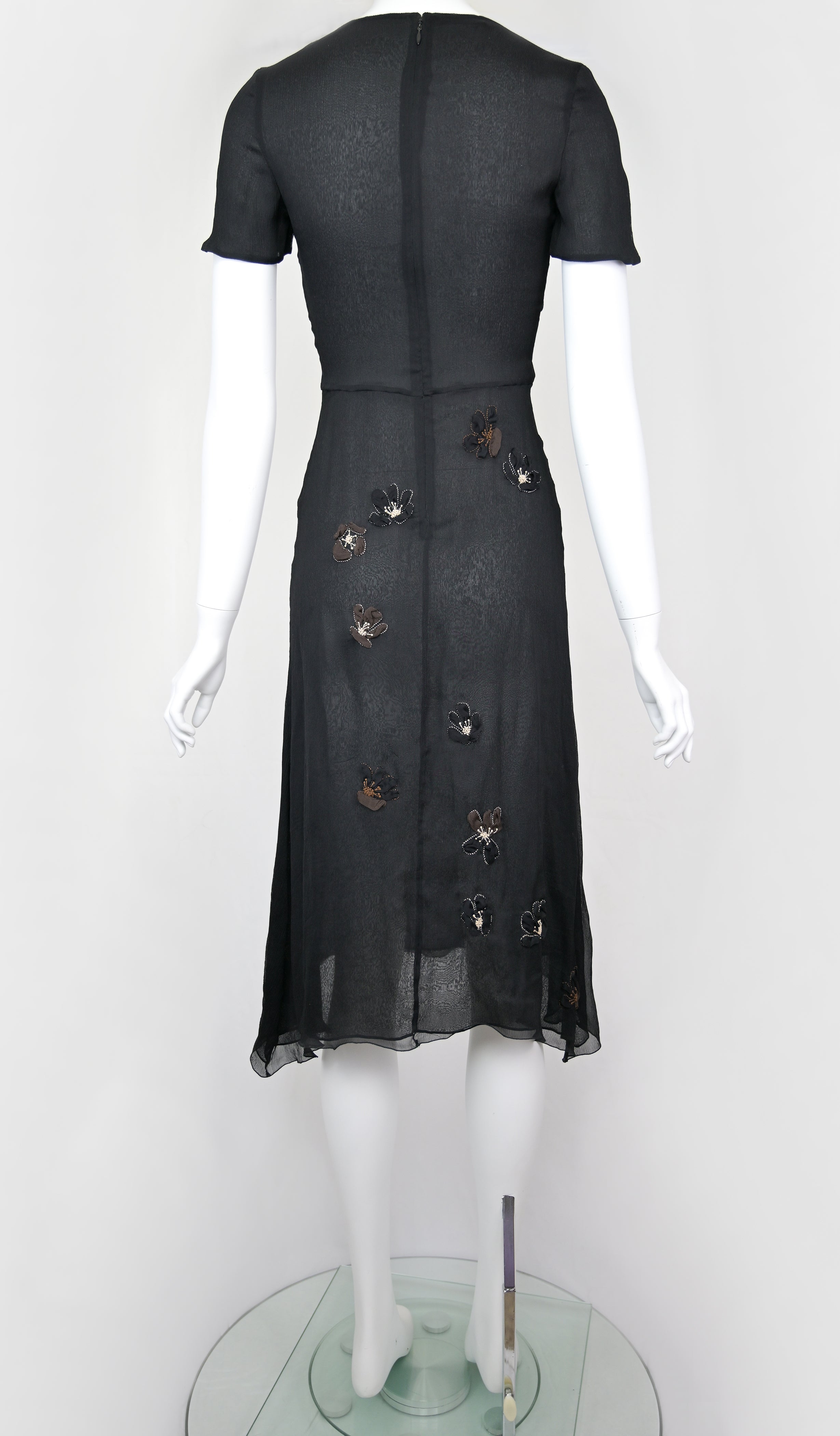 Prada FW 2000 Chiffon Silk Flower Dress