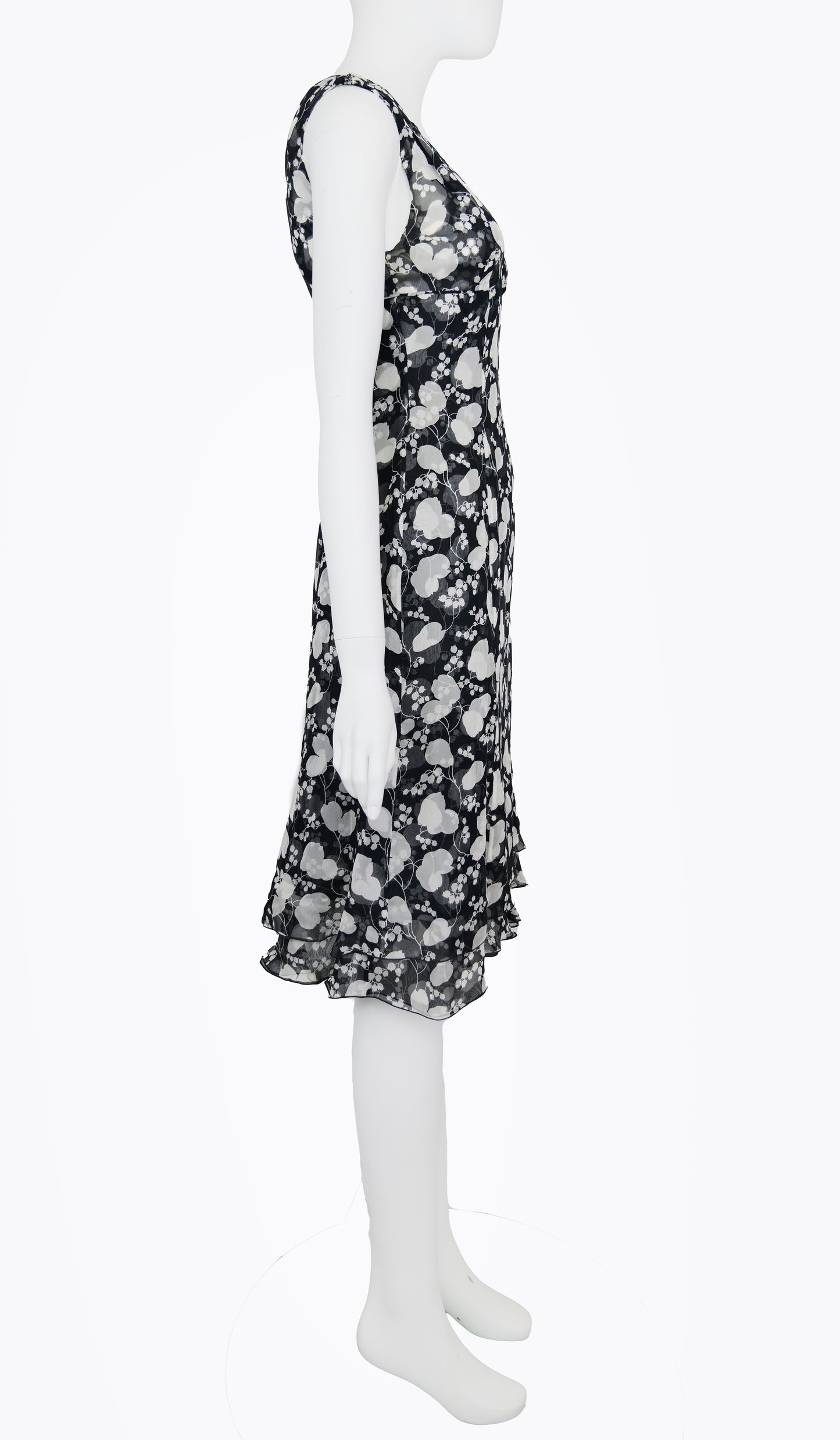 Valentino 2005 Sheer Silk Floral Dress