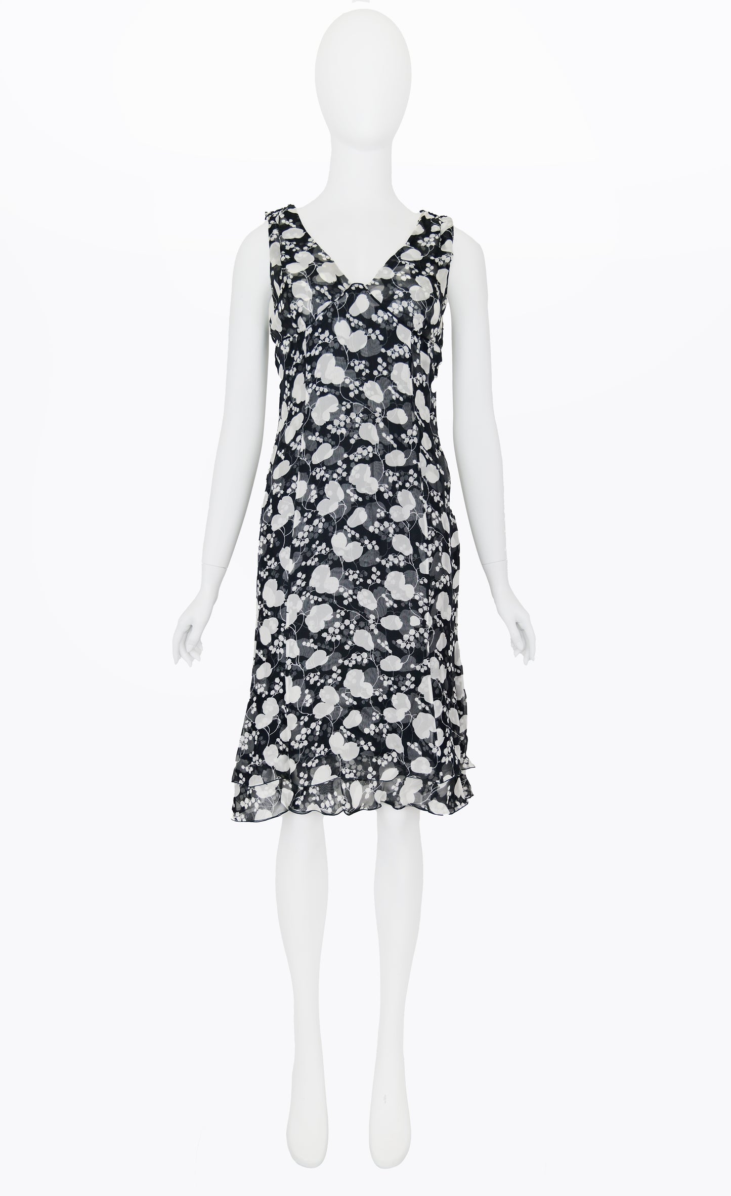 Valentino 2005 Sheer Silk Floral Dress