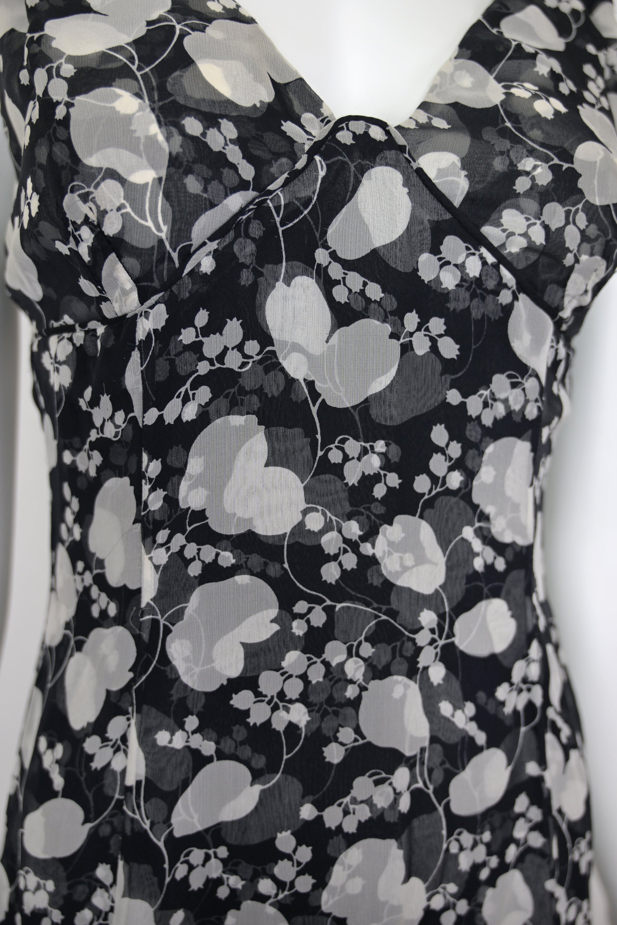 Valentino 2005 Sheer Silk Floral Dress