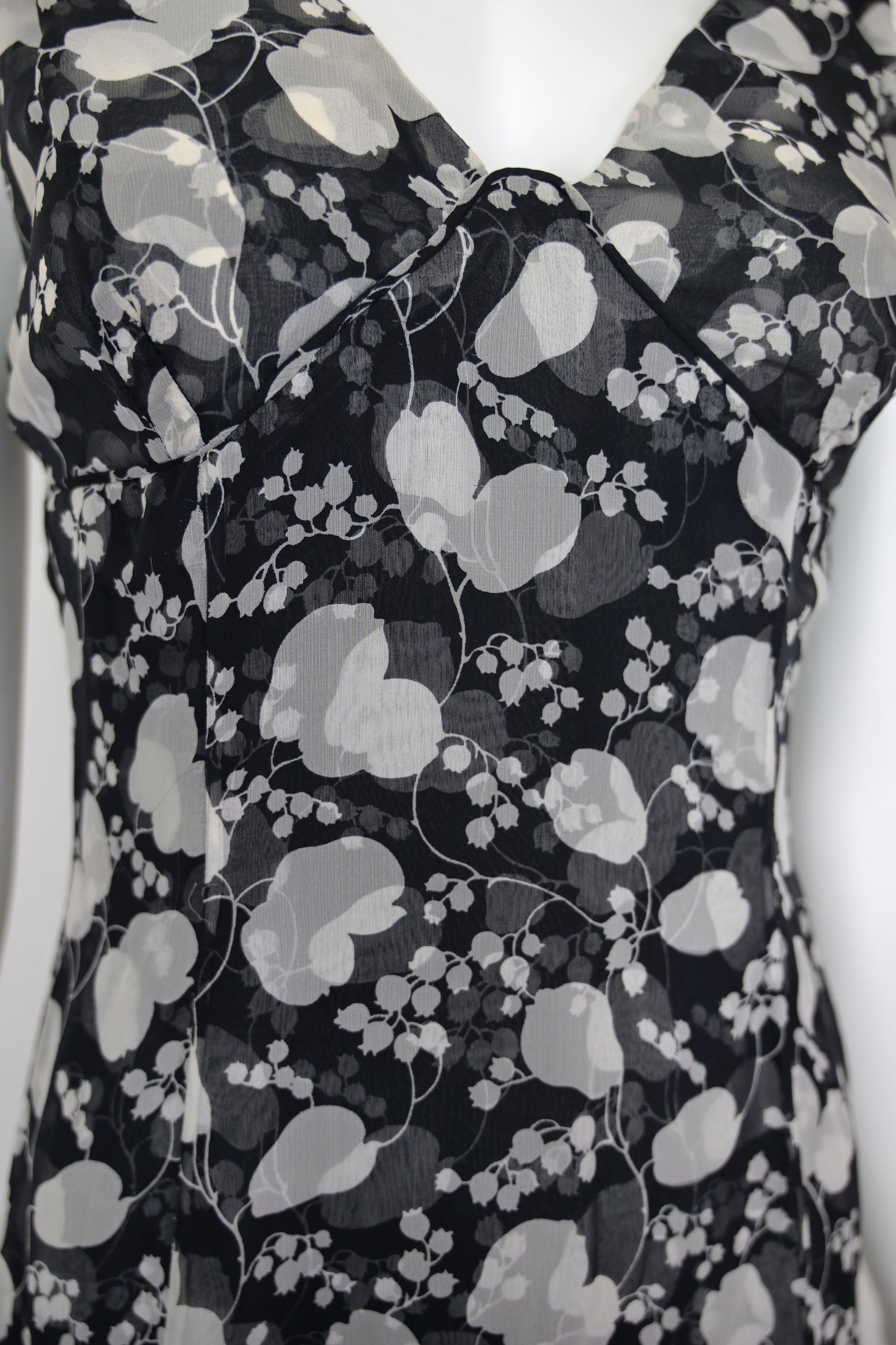 Valentino 2005 Sheer Silk Floral Dress