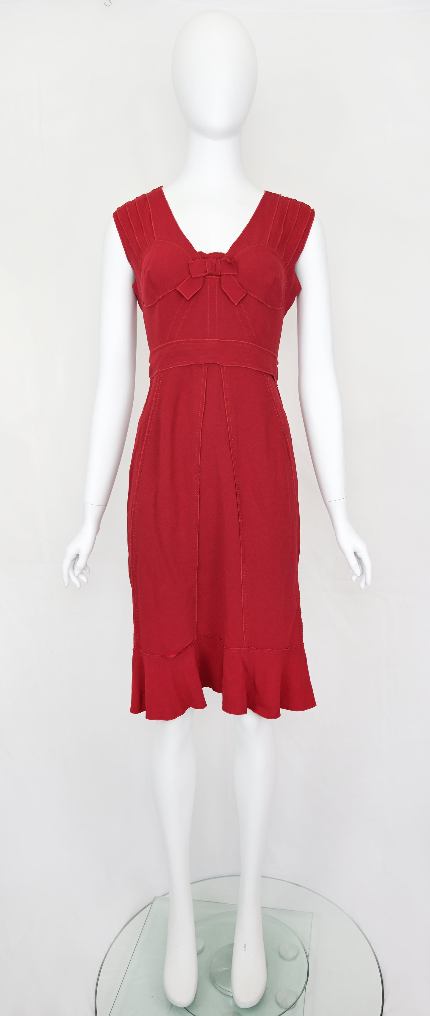 Prada Red Dress with Articulated Seams
