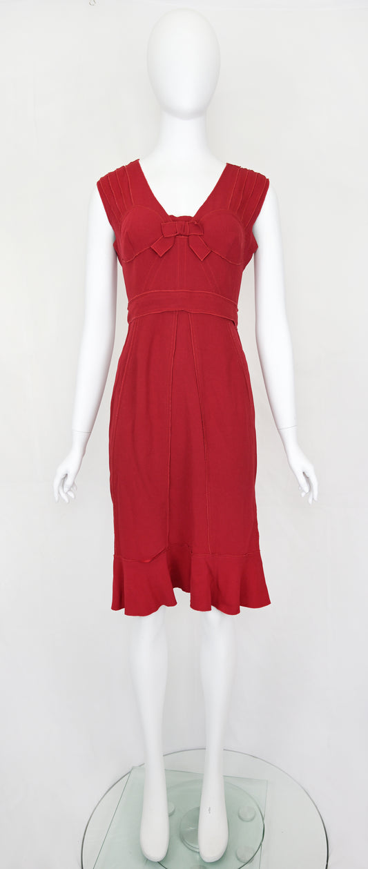 Prada Red Dress with Articulated Seams