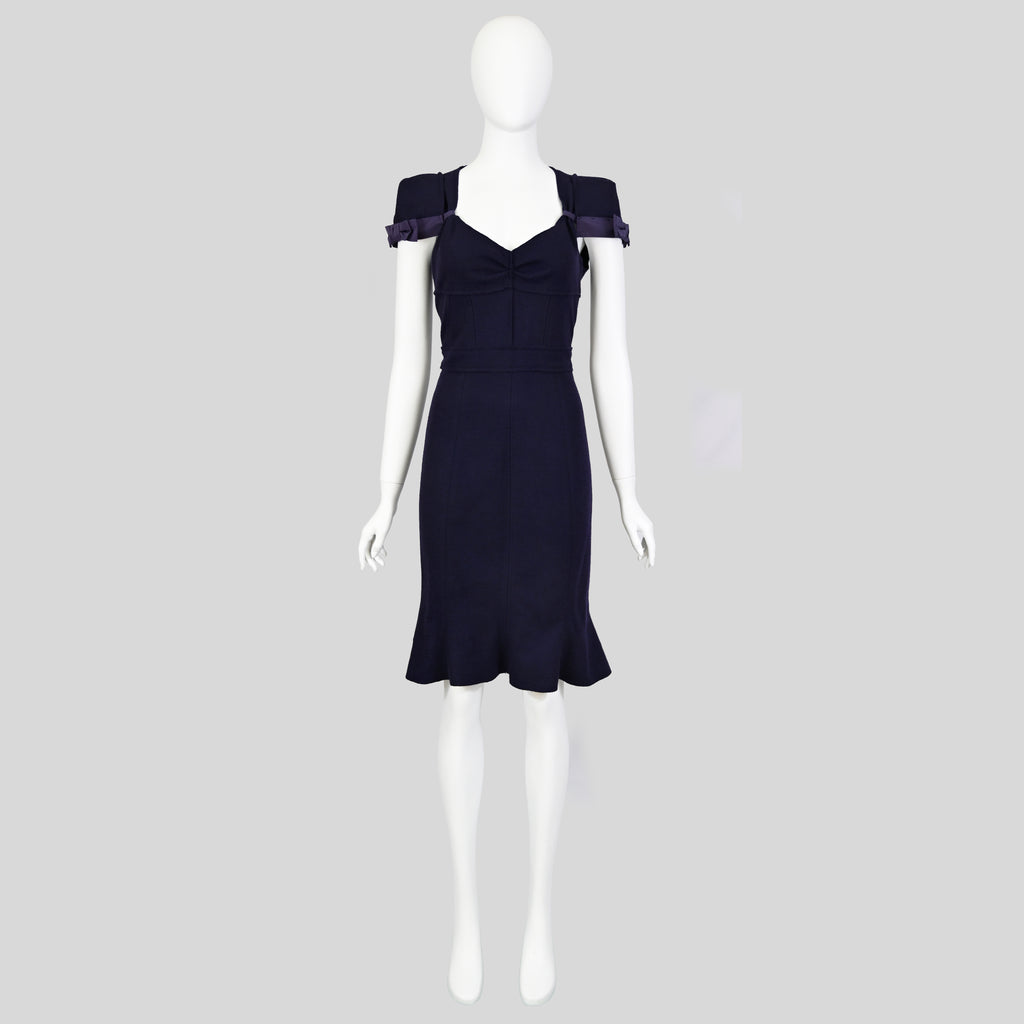 Prada 2008 Wool Dress with Ruffled Back Hem
