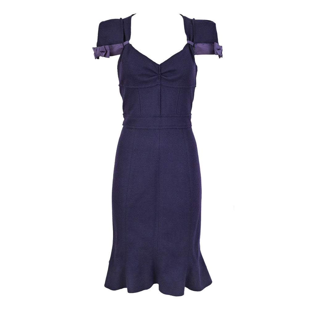Prada 2008 Wool Dress with Ruffled Back Hem