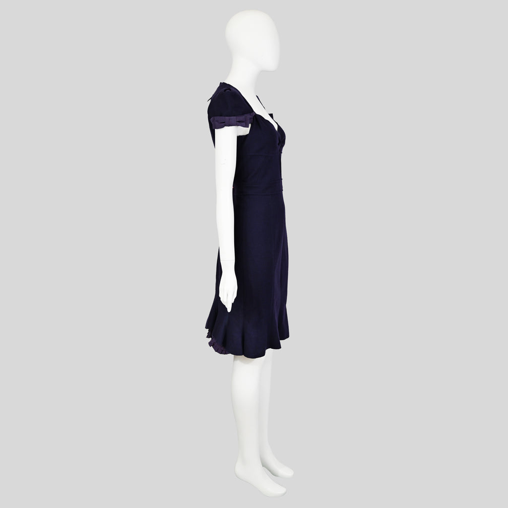 Prada 2008 Wool Dress with Ruffled Back Hem