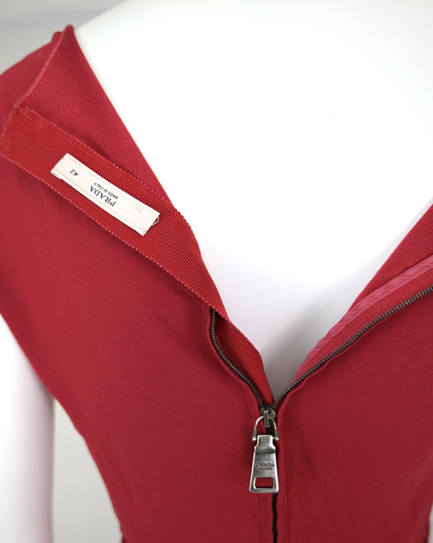 Prada Red Dress with Articulated Seams