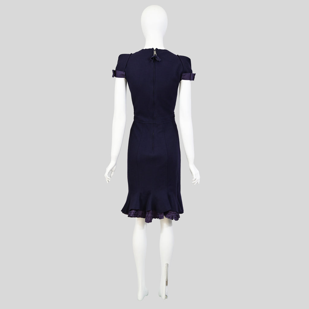 Prada 2008 Wool Dress with Ruffled Back Hem