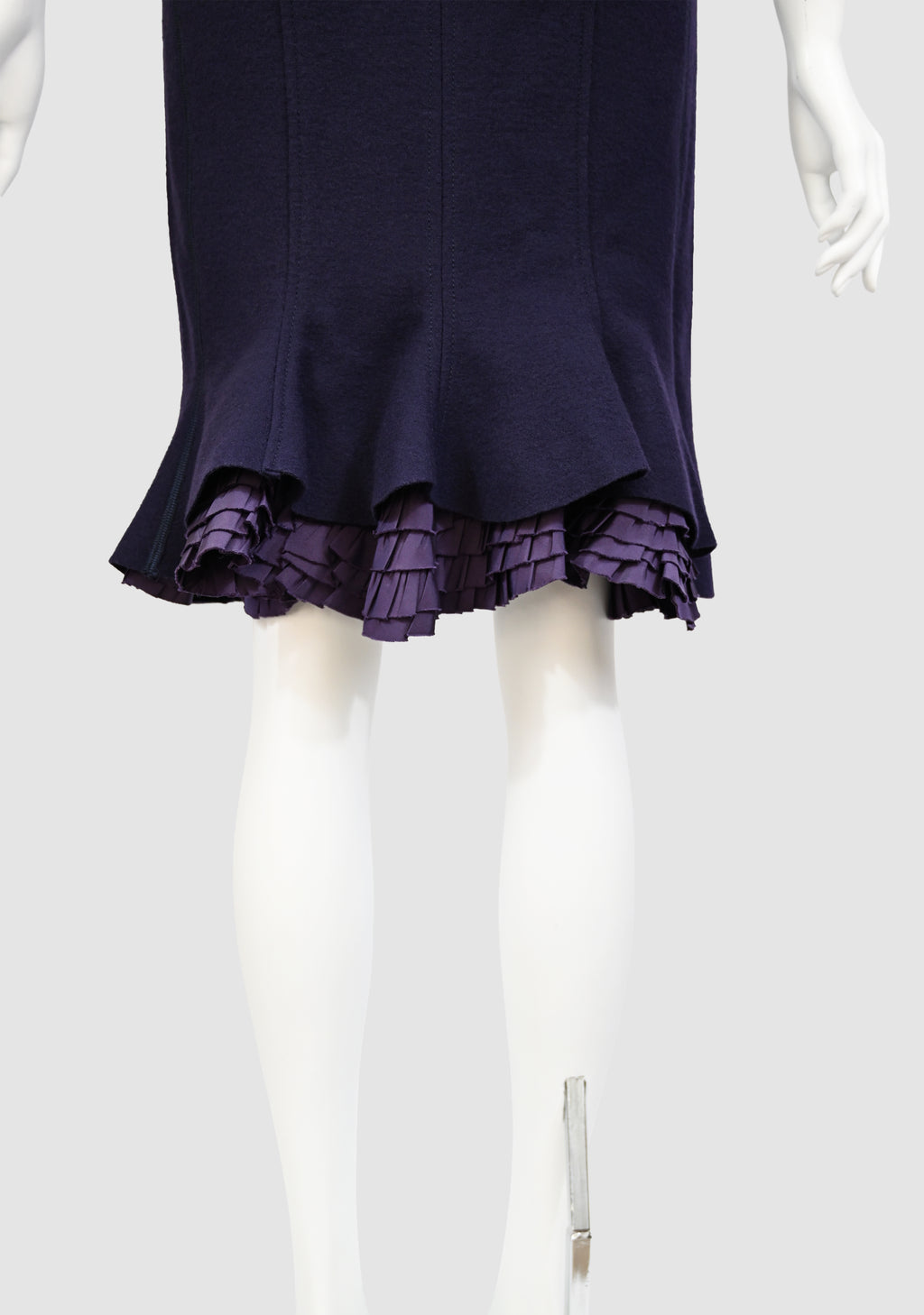 Prada 2008 Wool Dress with Ruffled Back Hem