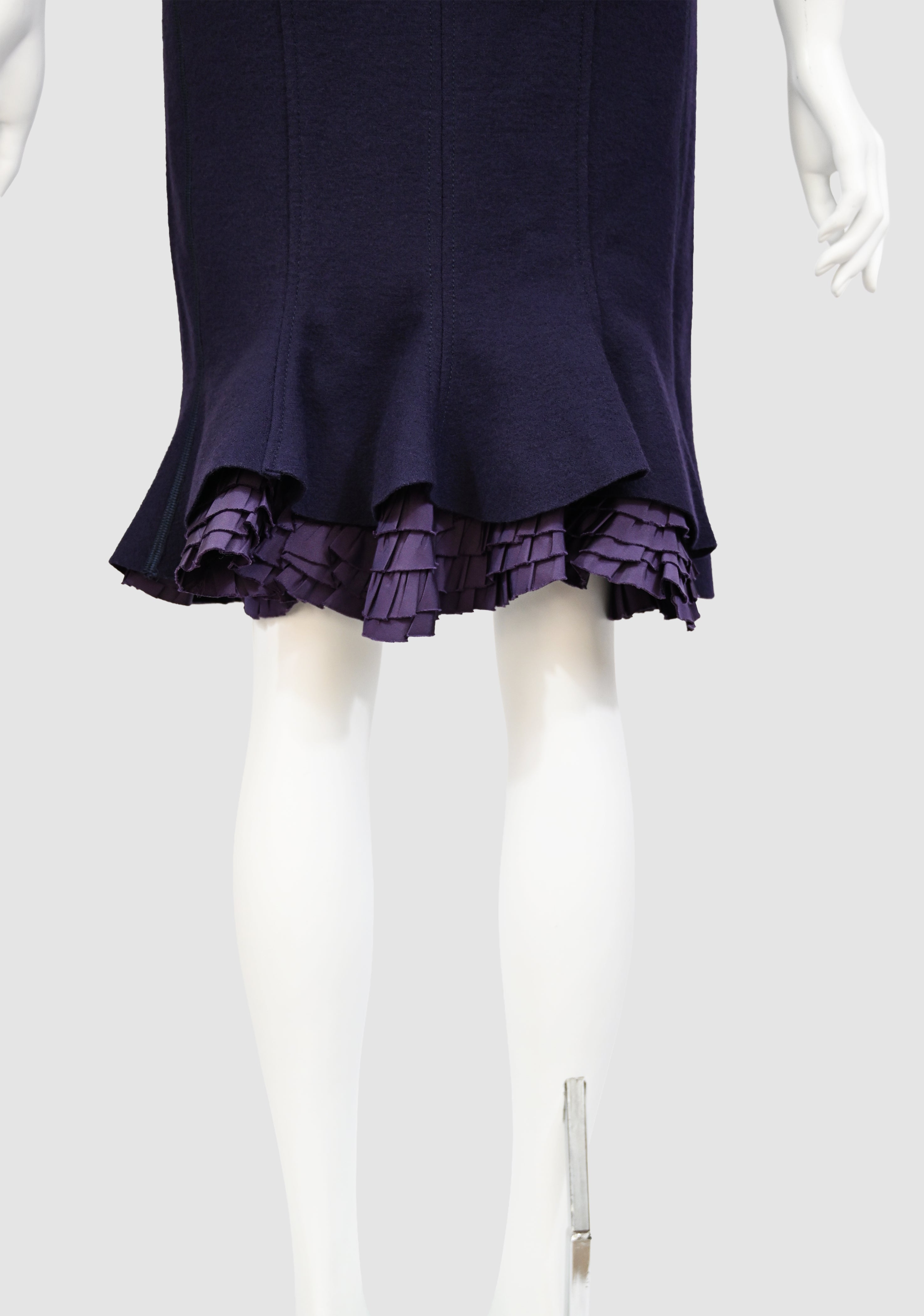 Prada 2008 Wool Dress with Ruffled Back Hem