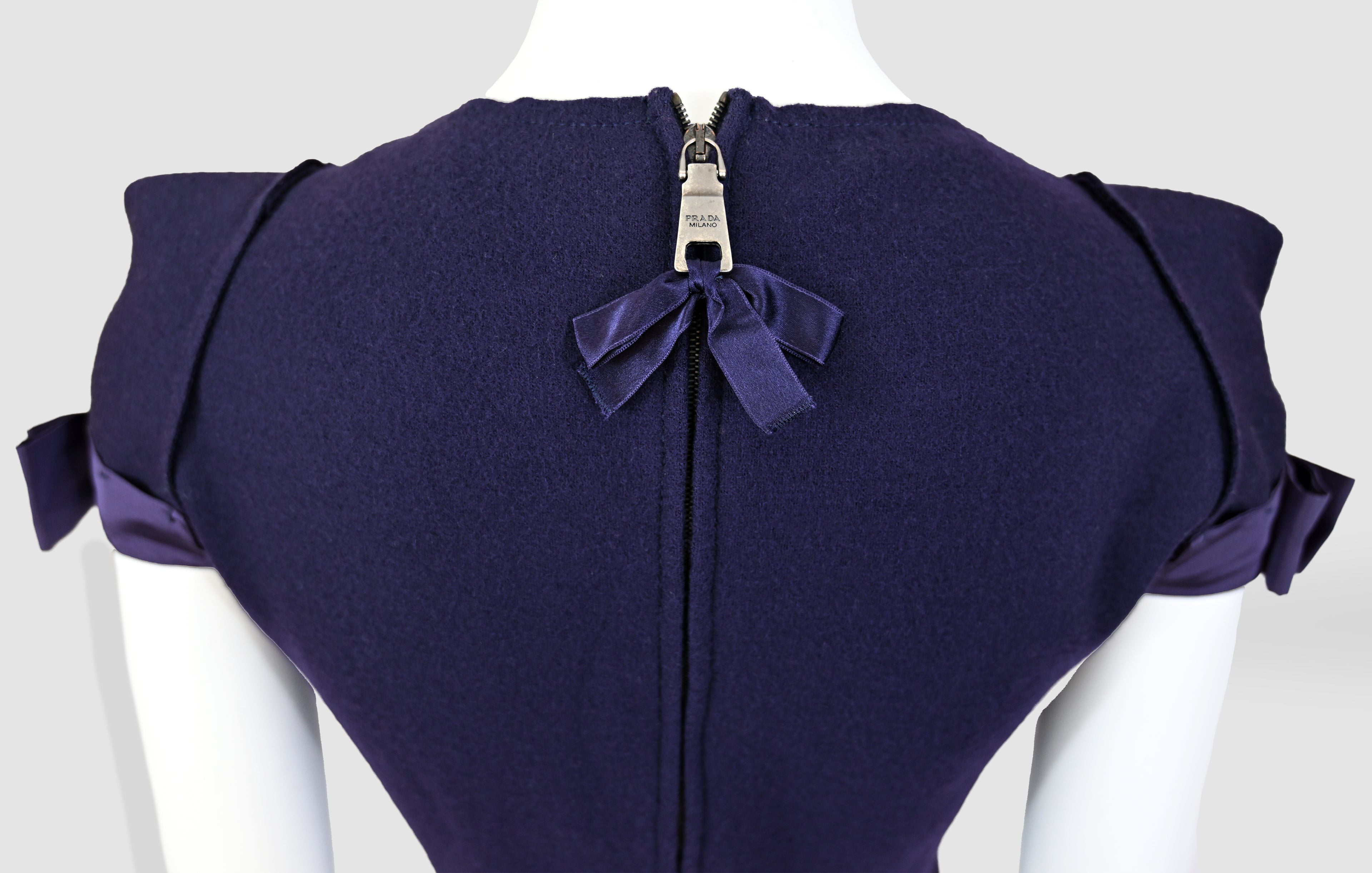 Prada 2008 Wool Dress with Ruffled Back Hem