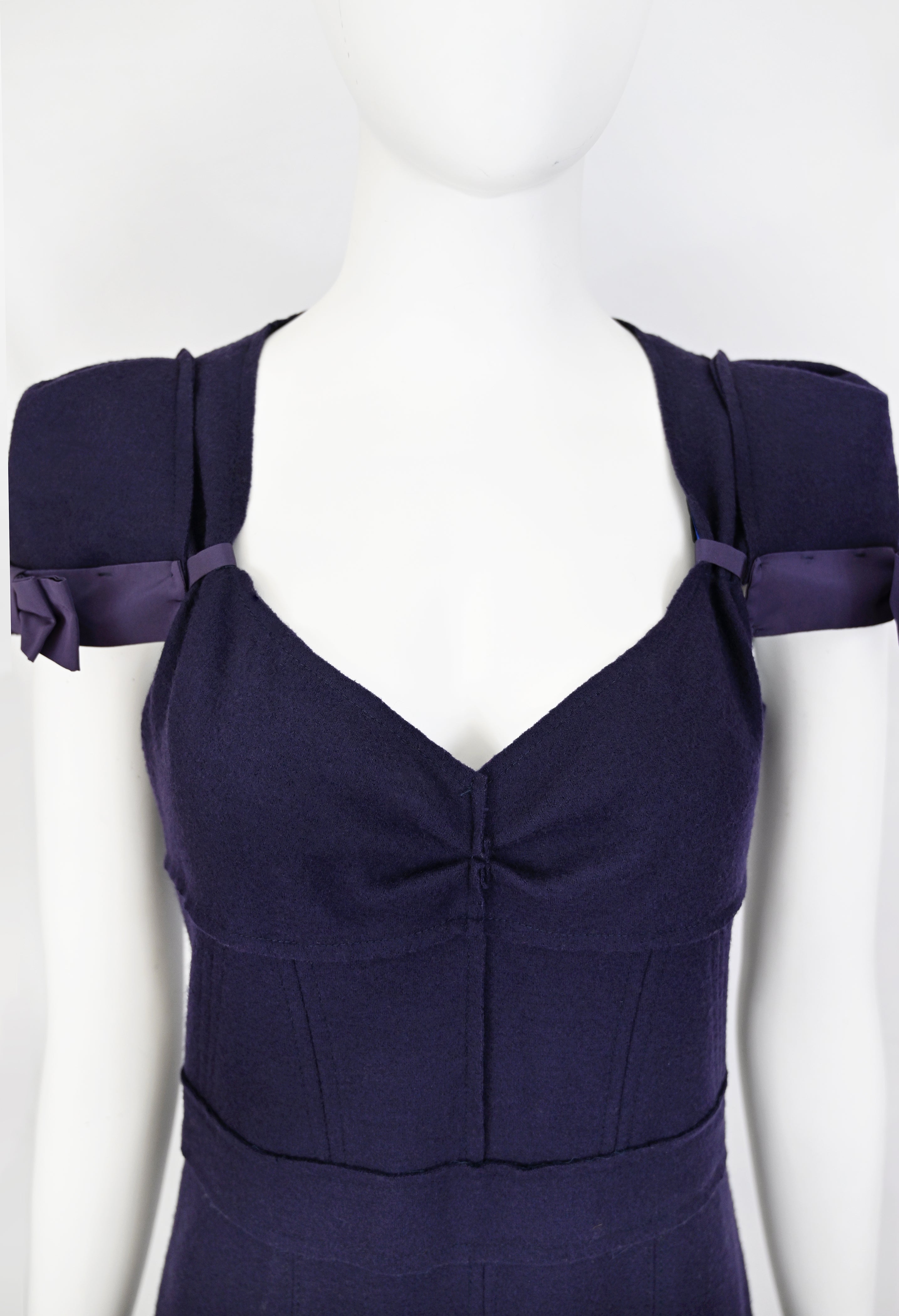 Prada 2008 Wool Dress with Ruffled Back Hem