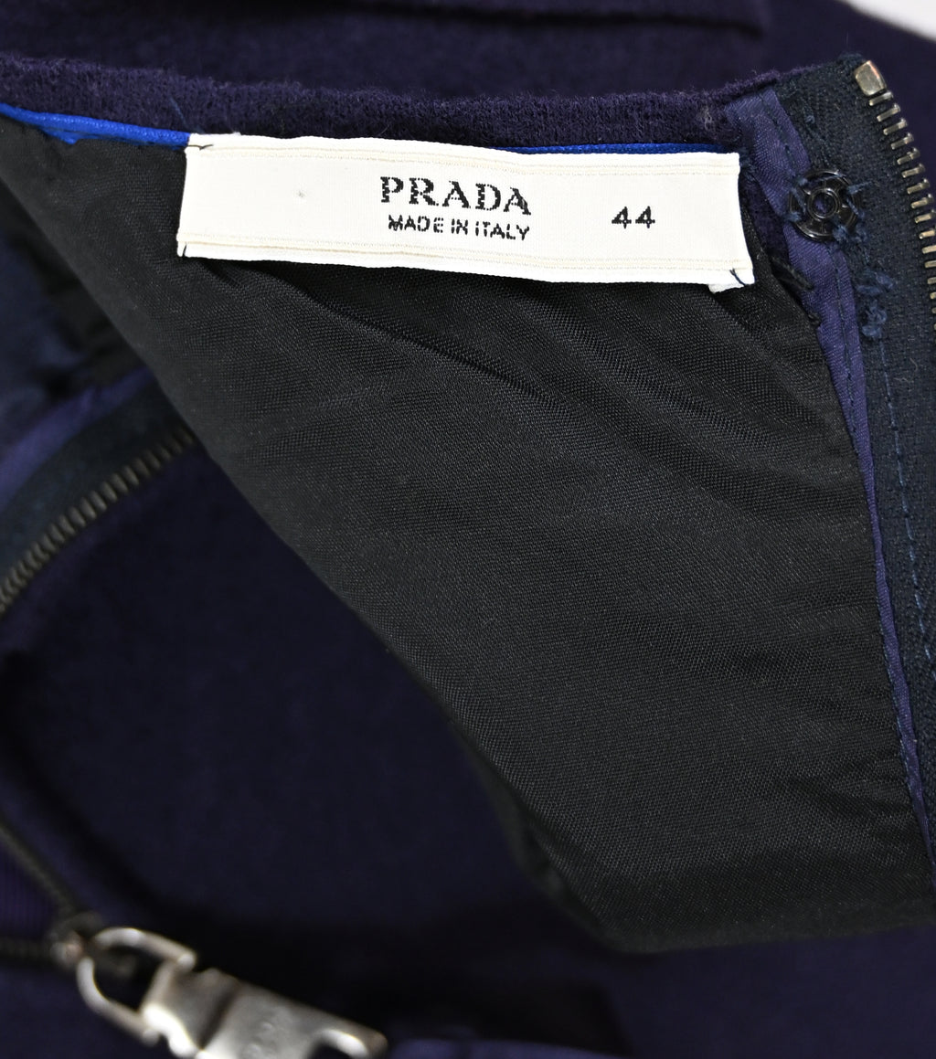 Prada 2008 Wool Dress with Ruffled Back Hem