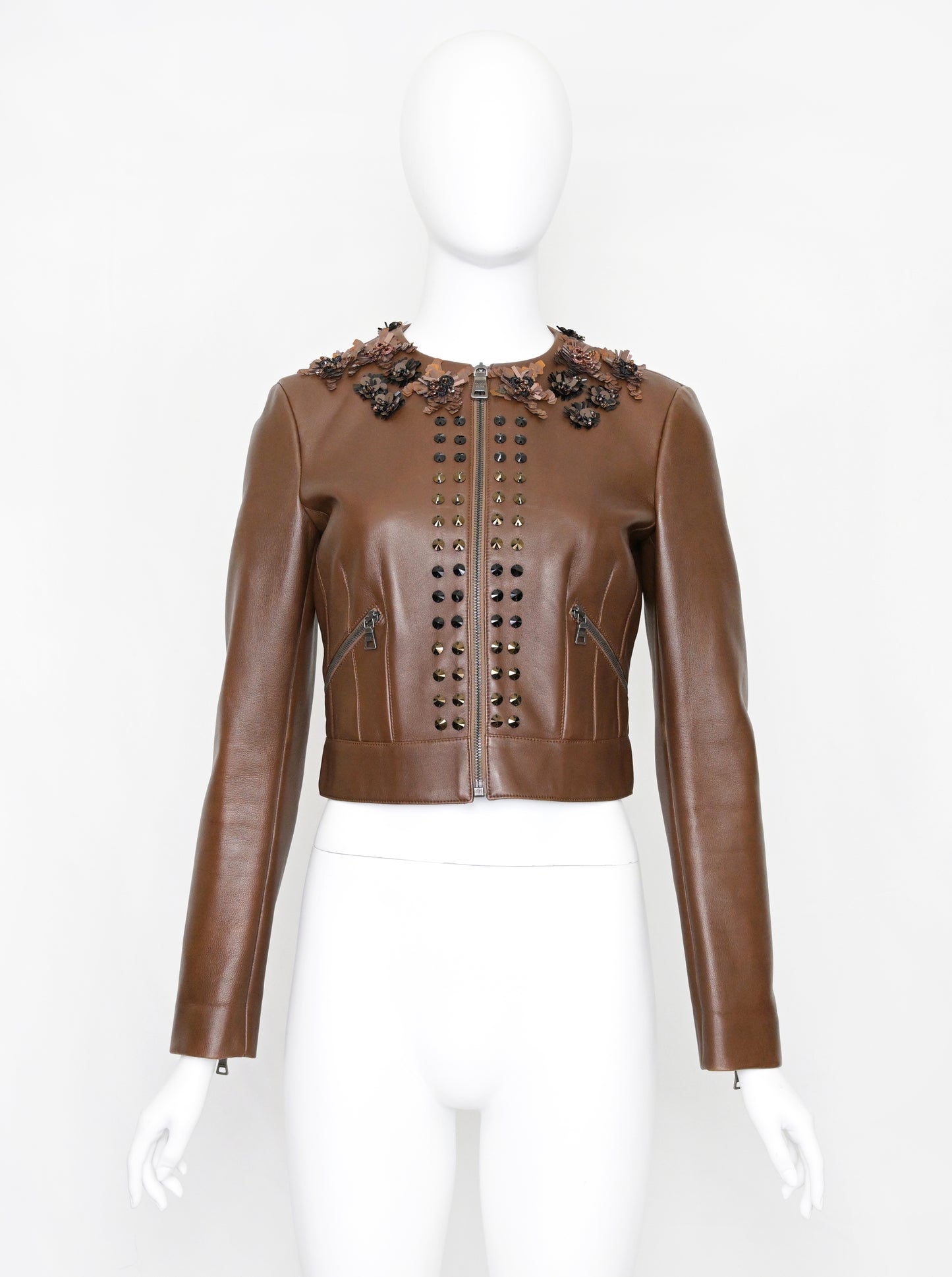 Prada FW 2009 Crop Leather Jacket with Embellishments