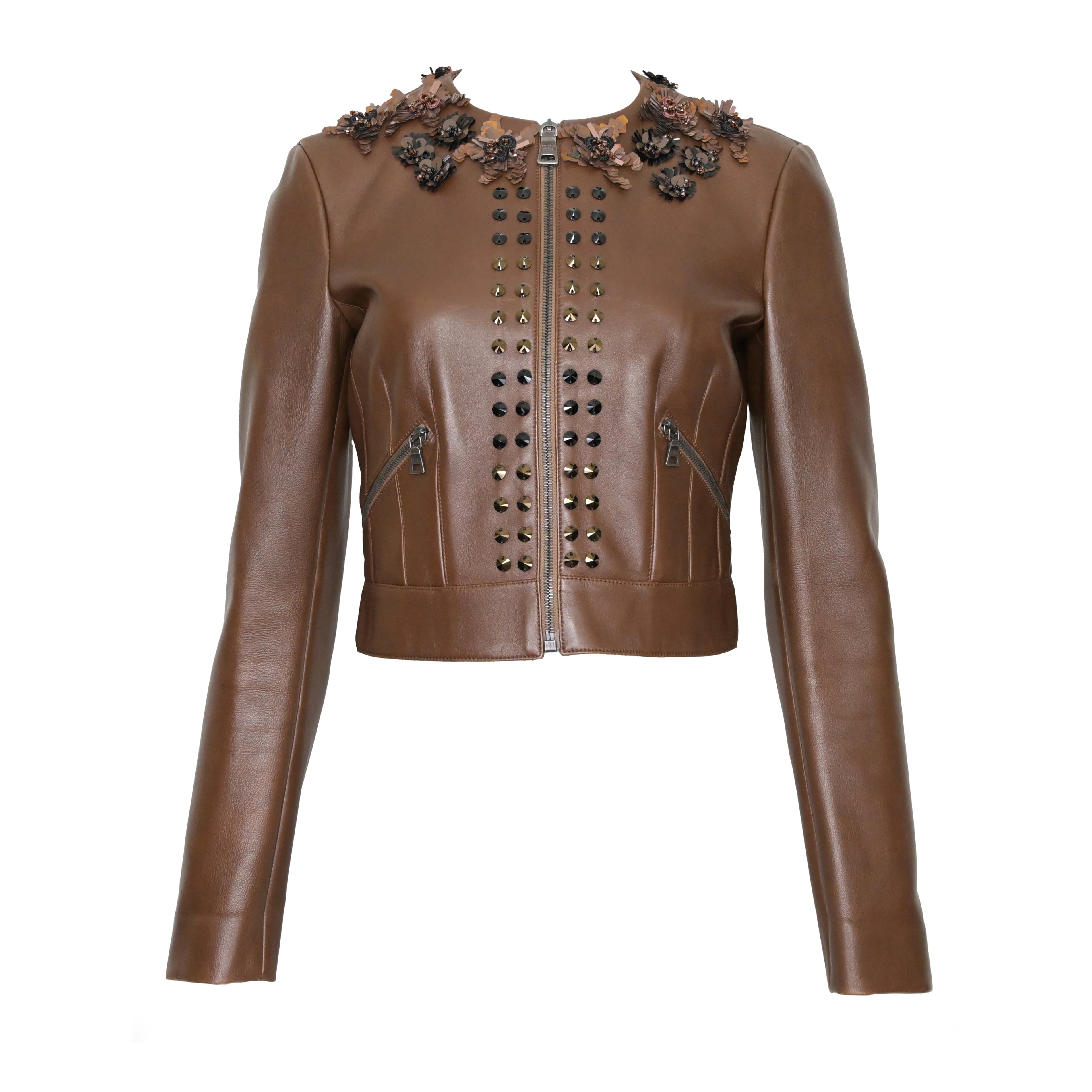 Prada FW 2009 Crop Leather Jacket with Embellishments