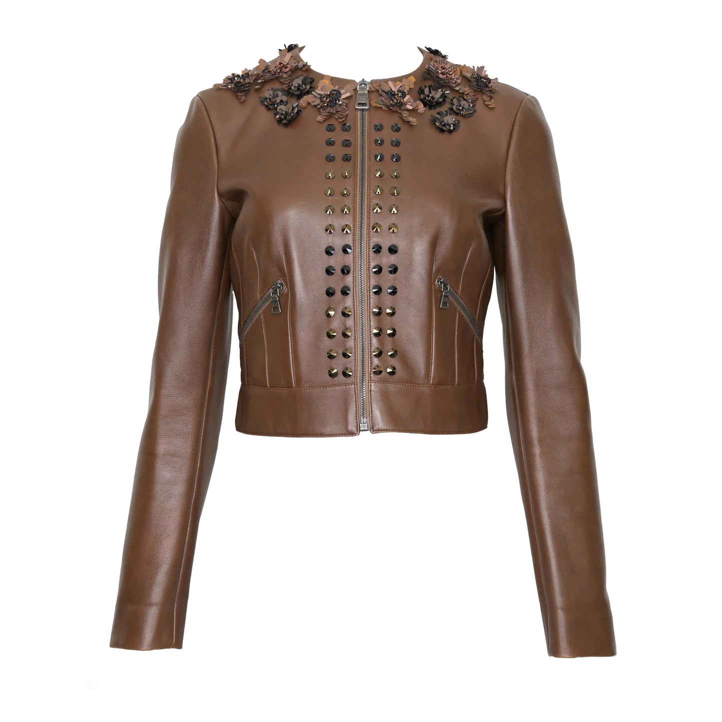 Prada FW 2009 Crop Leather Jacket with Embellishments
