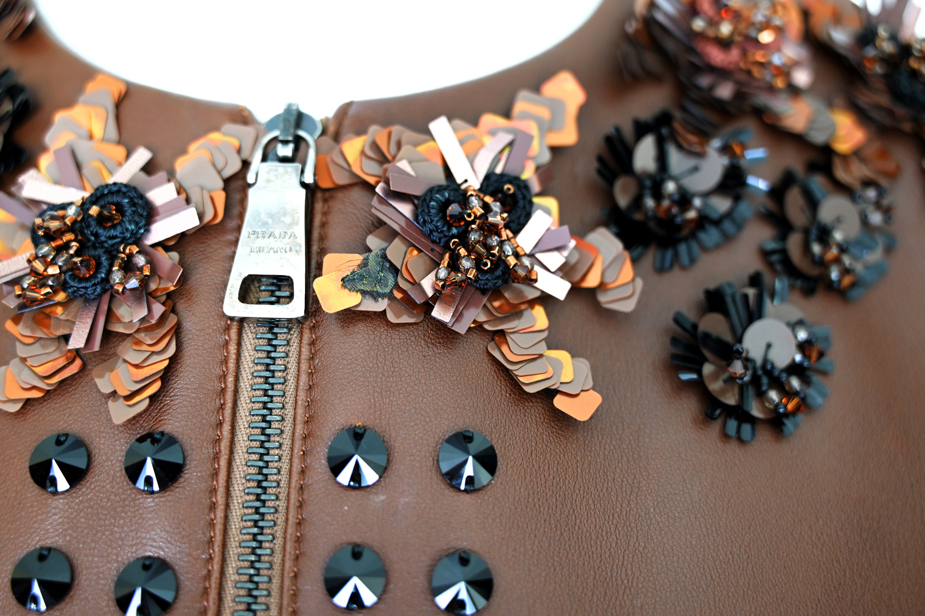 Prada FW 2009 Crop Leather Jacket with Embellishments