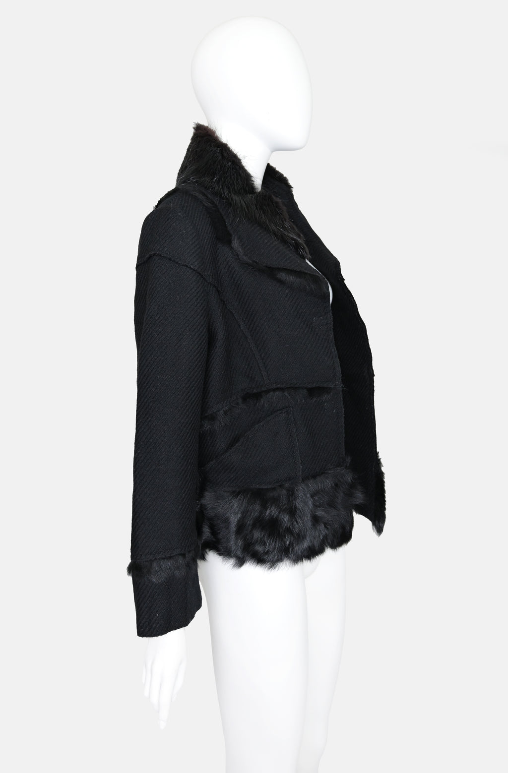 Prada 2010 Wool Coat with Fur Collar