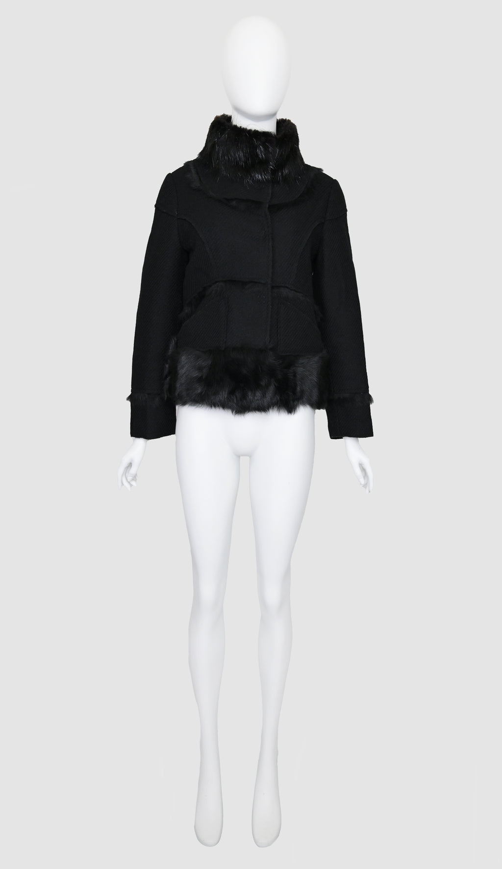 Prada 2010 Wool Coat with Fur Collar