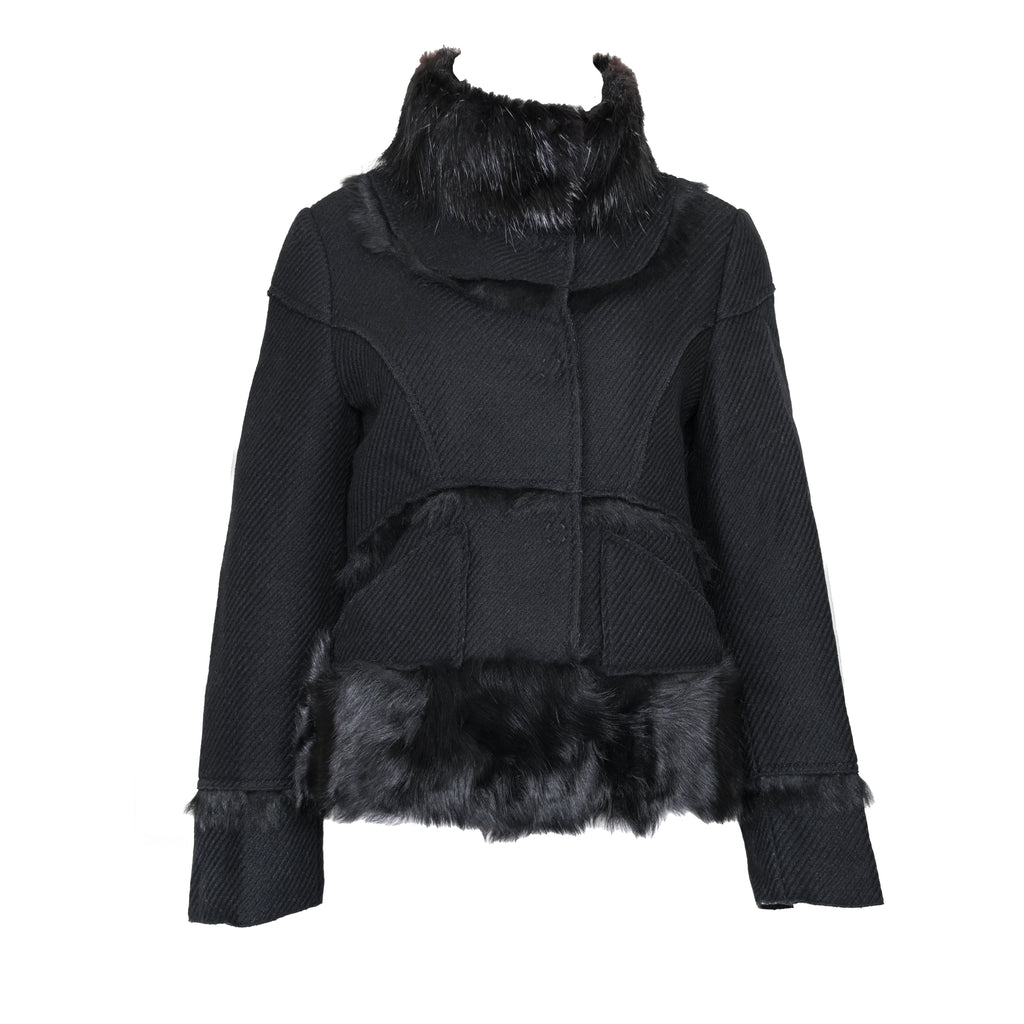 Prada 2010 Wool Coat with Fur Collar