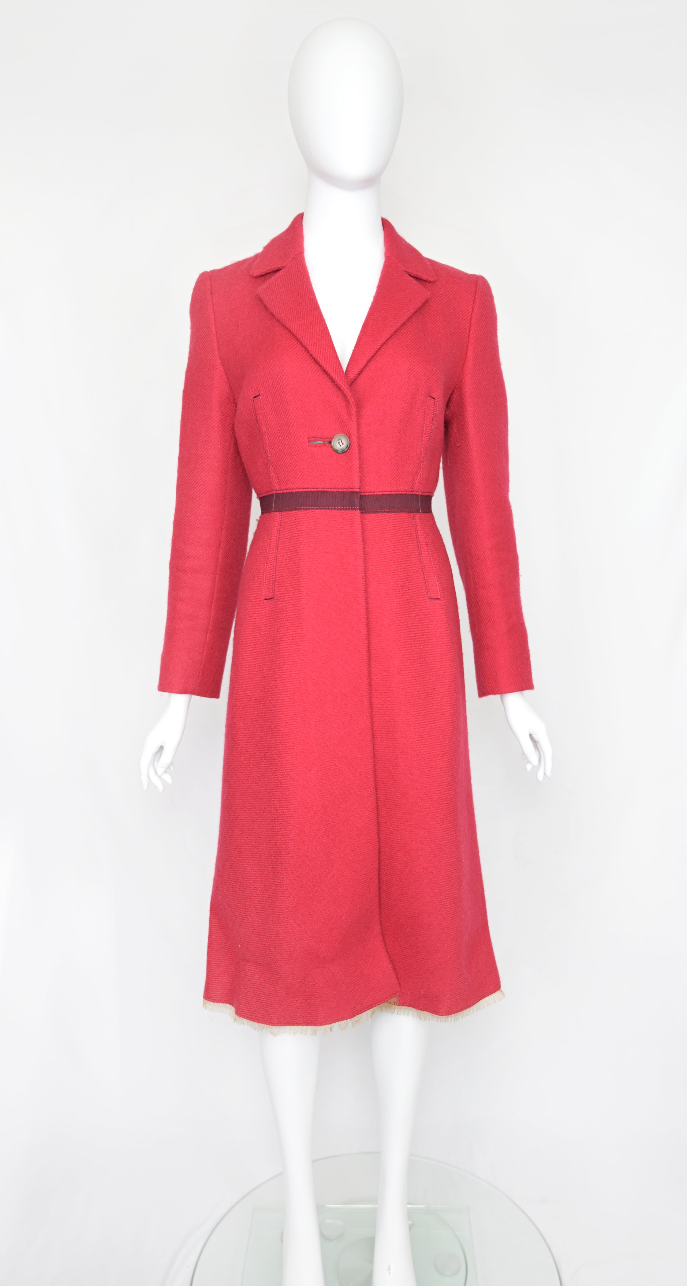 Prada FW 2000 Red Wool Coat