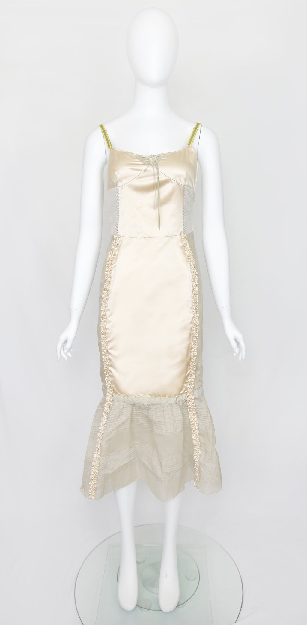 MIU MIU FW 1999 Silk Dress w Neoprene Tech Accents