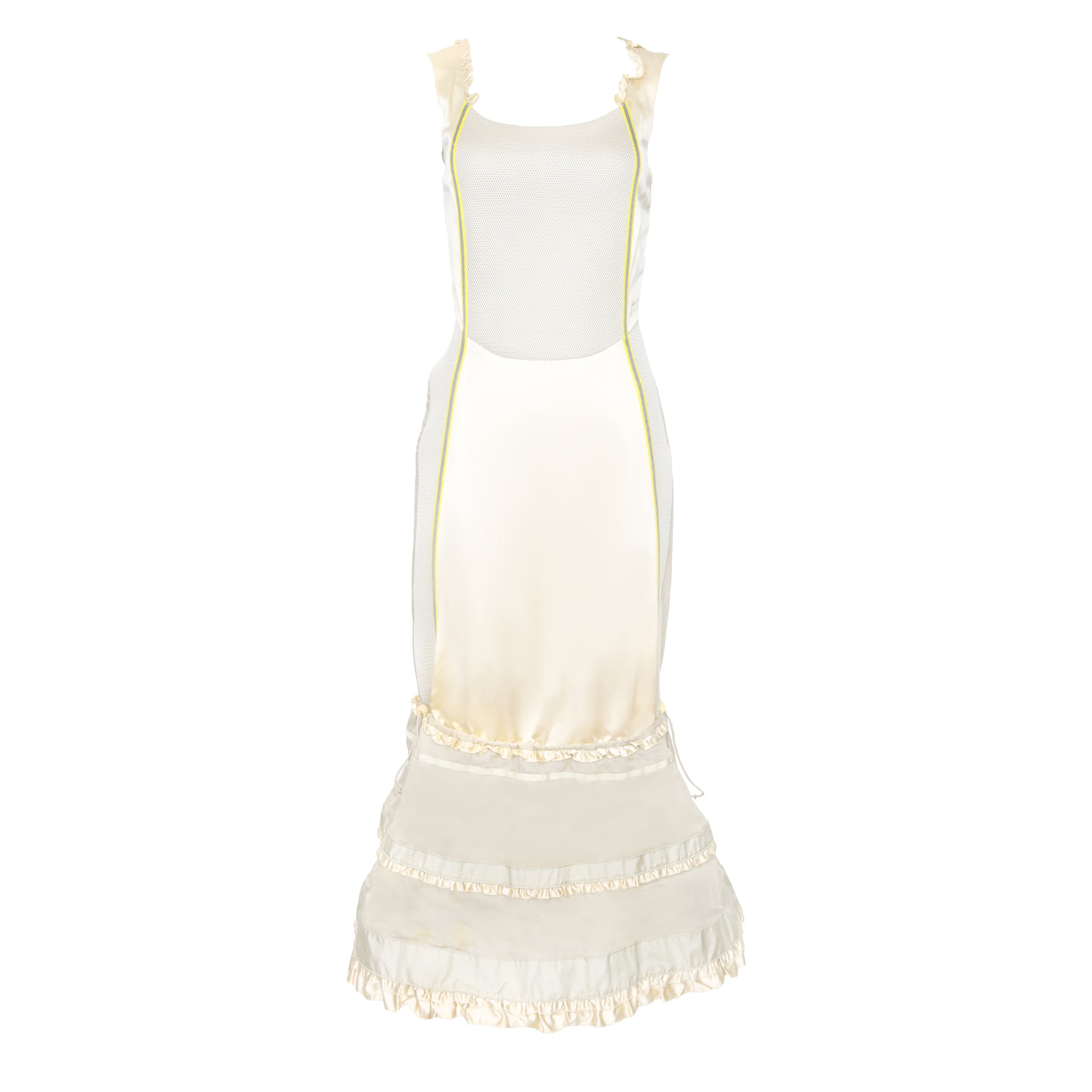 miu miu dress white FW 1999 Silk w Neoprene Tech Accents – Anteactus 19% Flax Color:Black Crepe salsa costume Tight Stretch Dress Western