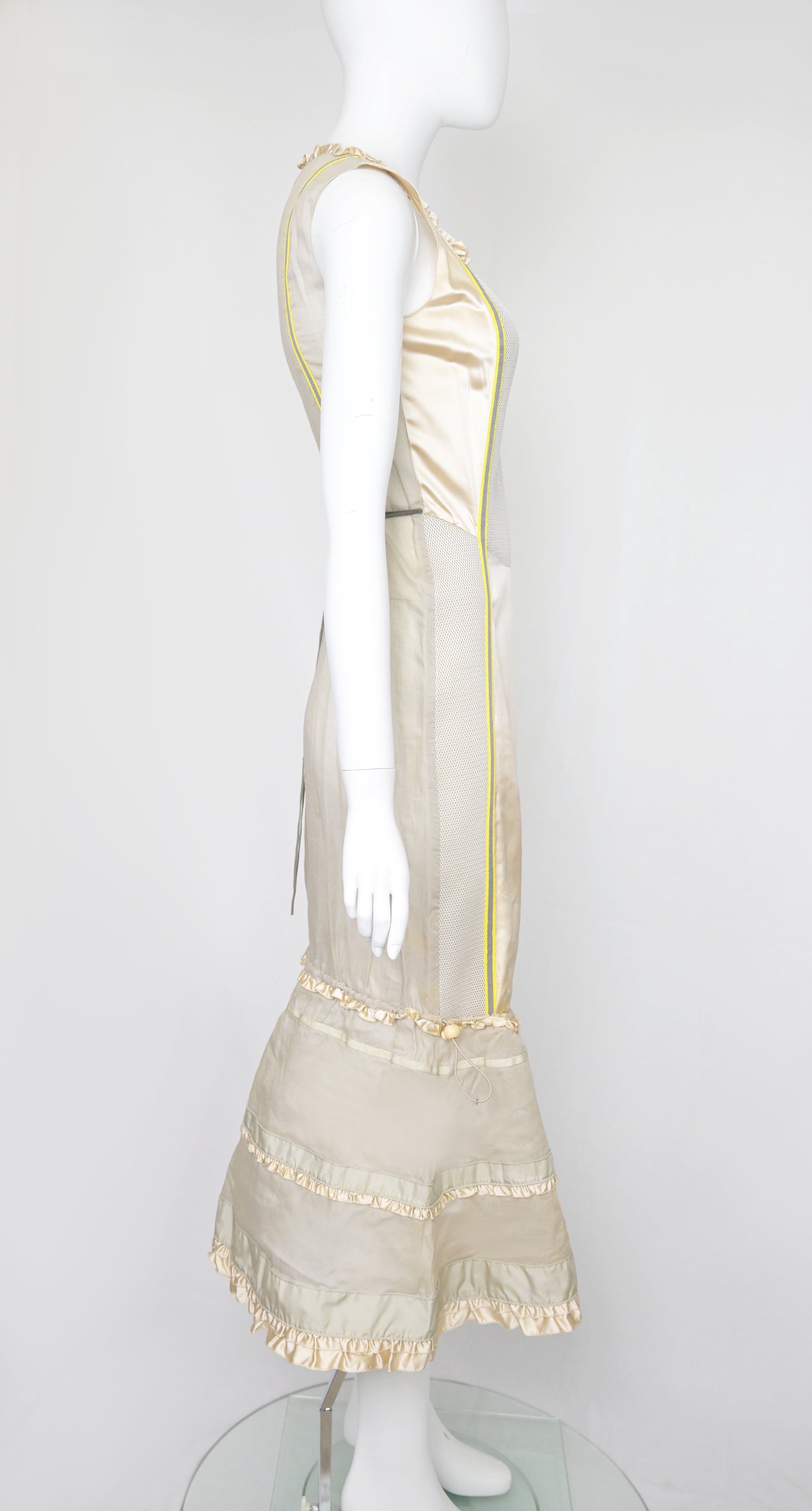 MIU MIU FW 1999 Silk Dress w Neoprene Tech Accents