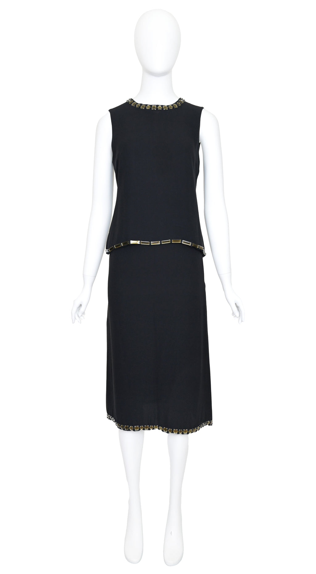 Prada FW 1999 Gem Embellished Silk Skirt Set