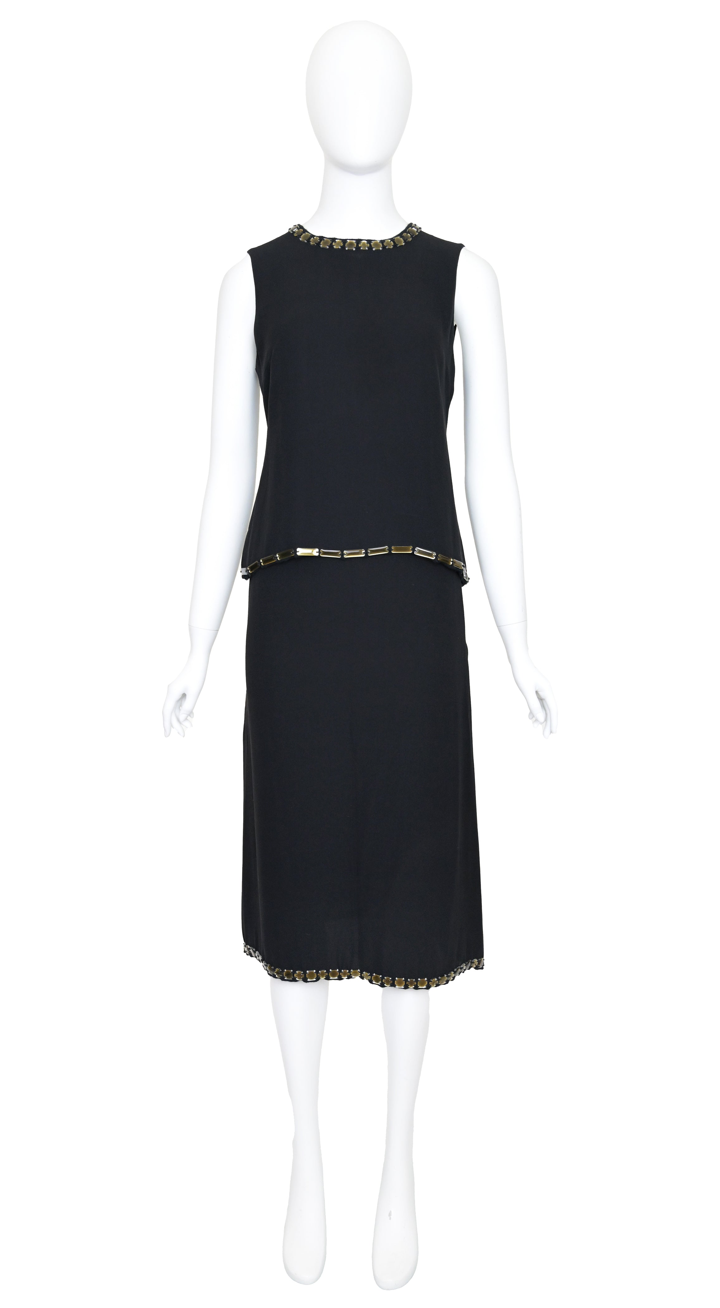 Prada FW 1999 Gem Embellished Silk Skirt Set